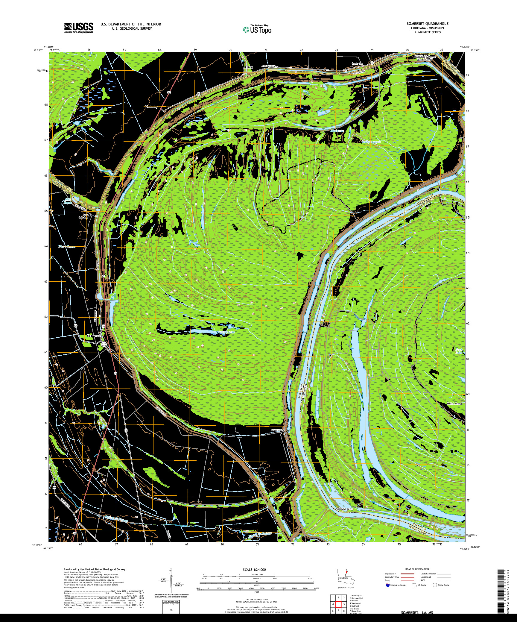 USGS US TOPO 7.5-MINUTE MAP FOR SOMERSET, LA,MS 2020