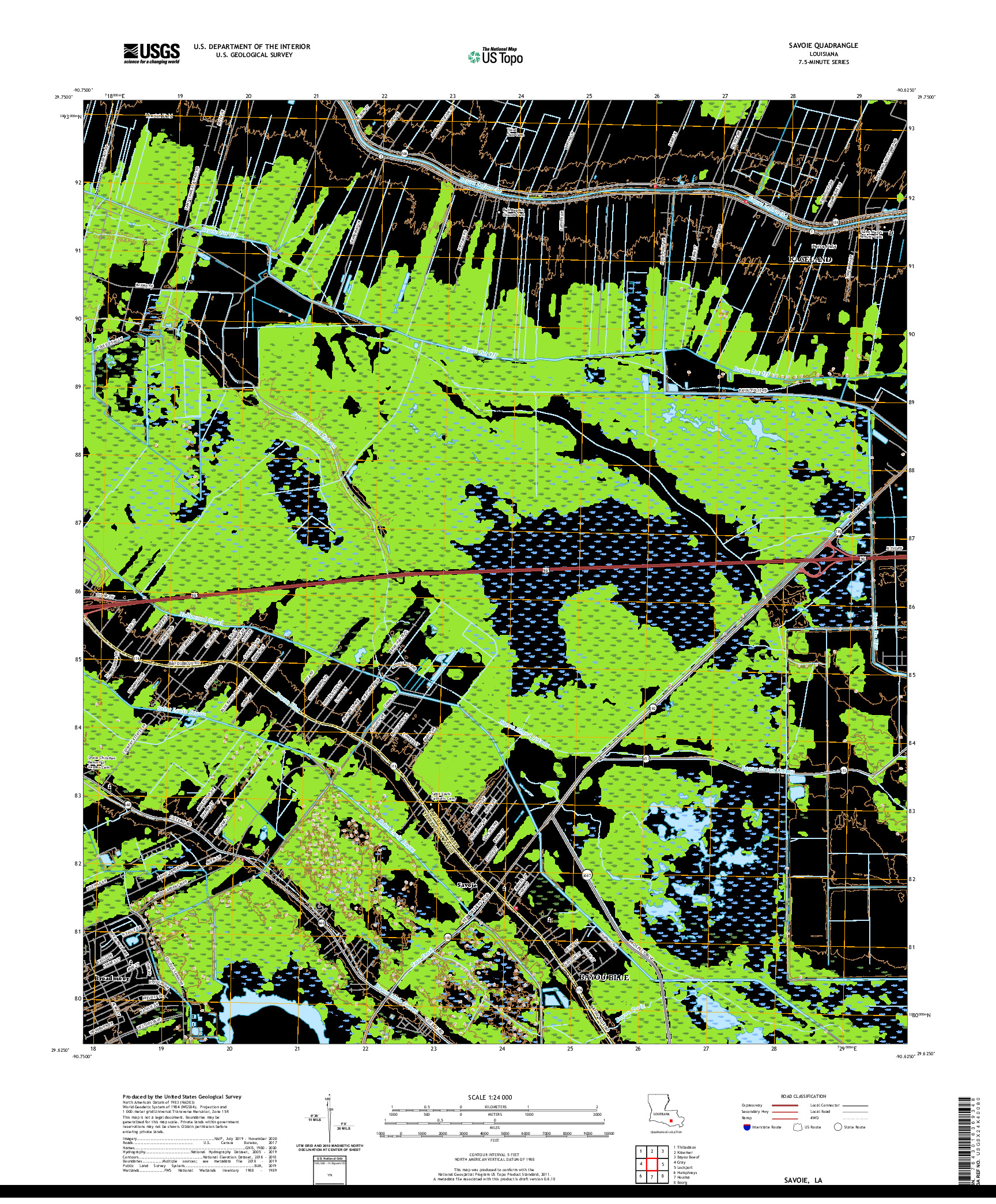 USGS US TOPO 7.5-MINUTE MAP FOR SAVOIE, LA 2020