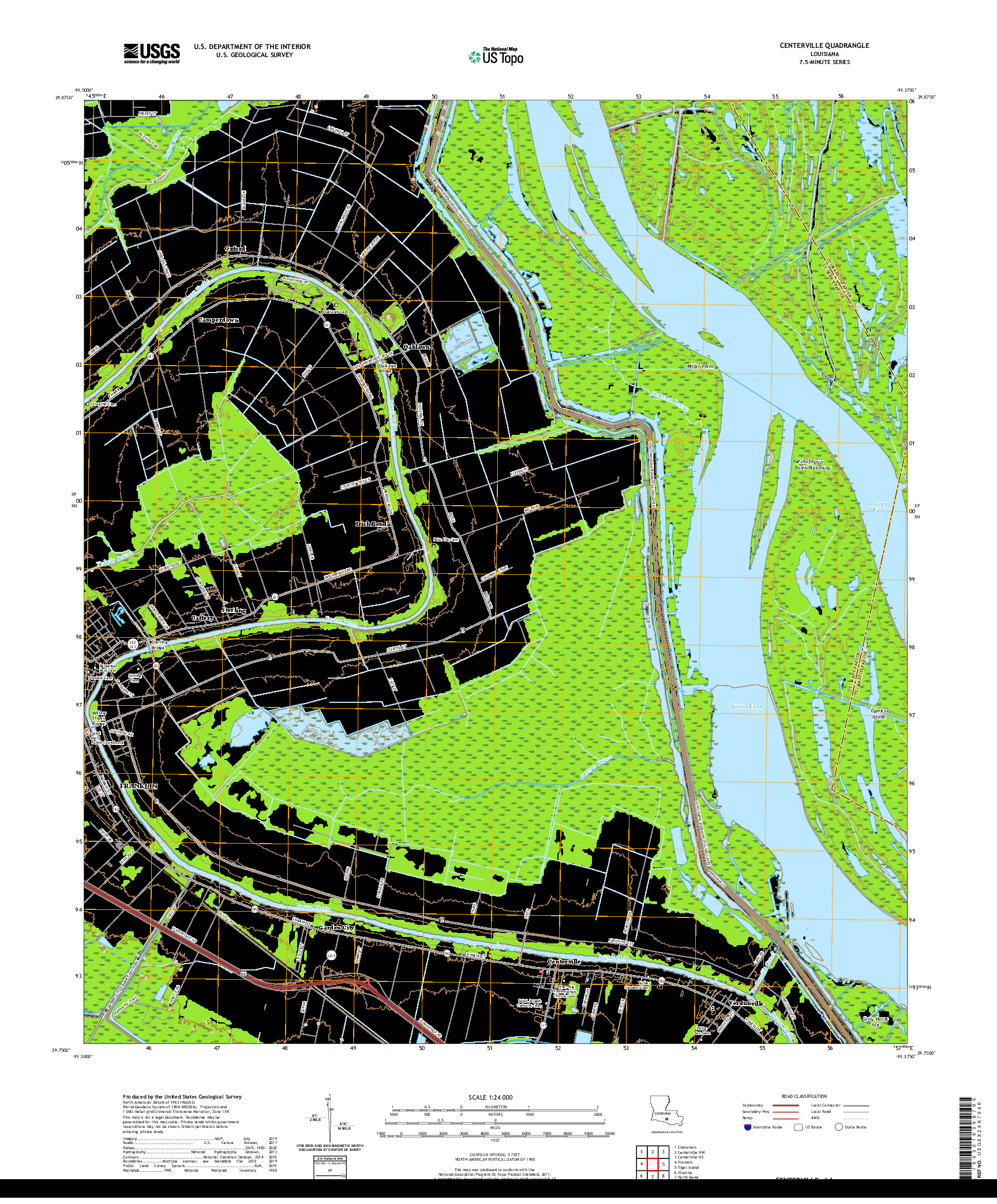 USGS US TOPO 7.5-MINUTE MAP FOR CENTERVILLE, LA 2020