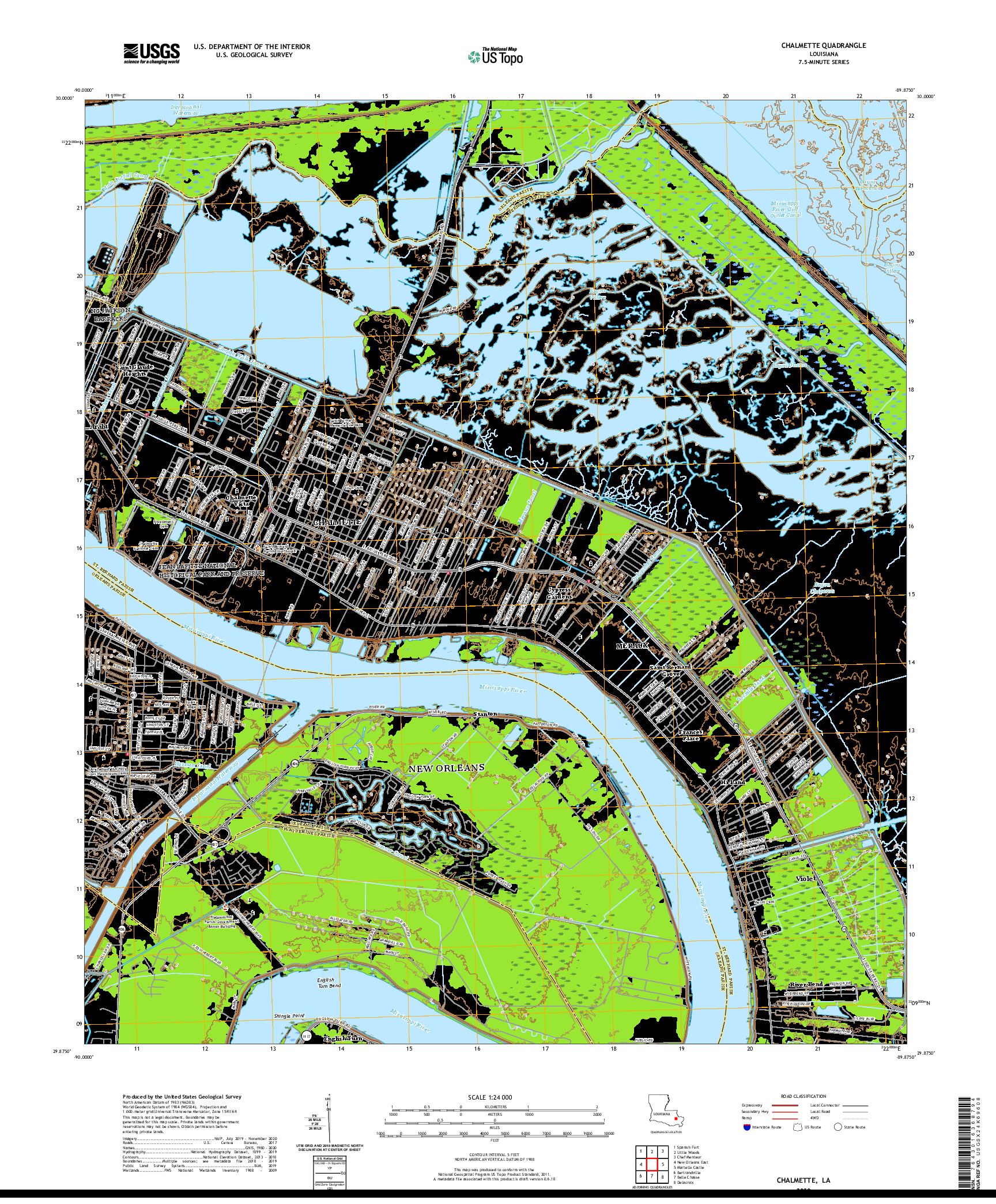 USGS US TOPO 7.5-MINUTE MAP FOR CHALMETTE, LA 2020