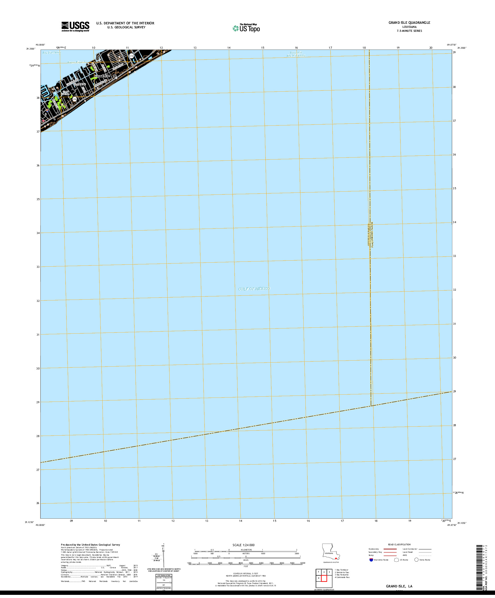 USGS US TOPO 7.5-MINUTE MAP FOR GRAND ISLE, LA 2020