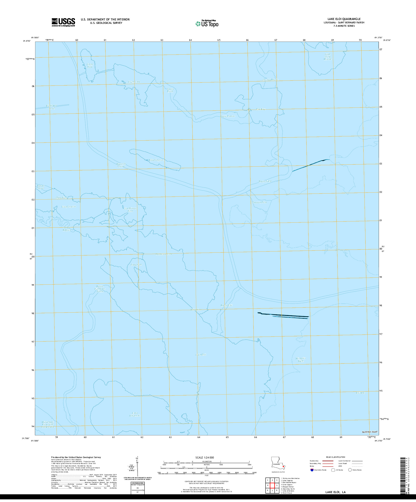 USGS US TOPO 7.5-MINUTE MAP FOR LAKE ELOI, LA 2020