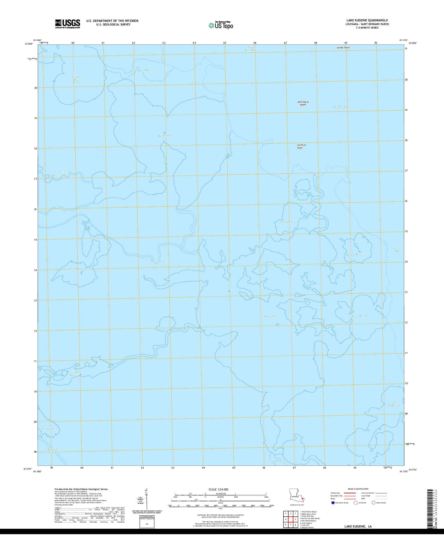 USGS US TOPO 7.5-MINUTE MAP FOR LAKE EUGENIE, LA 2020
