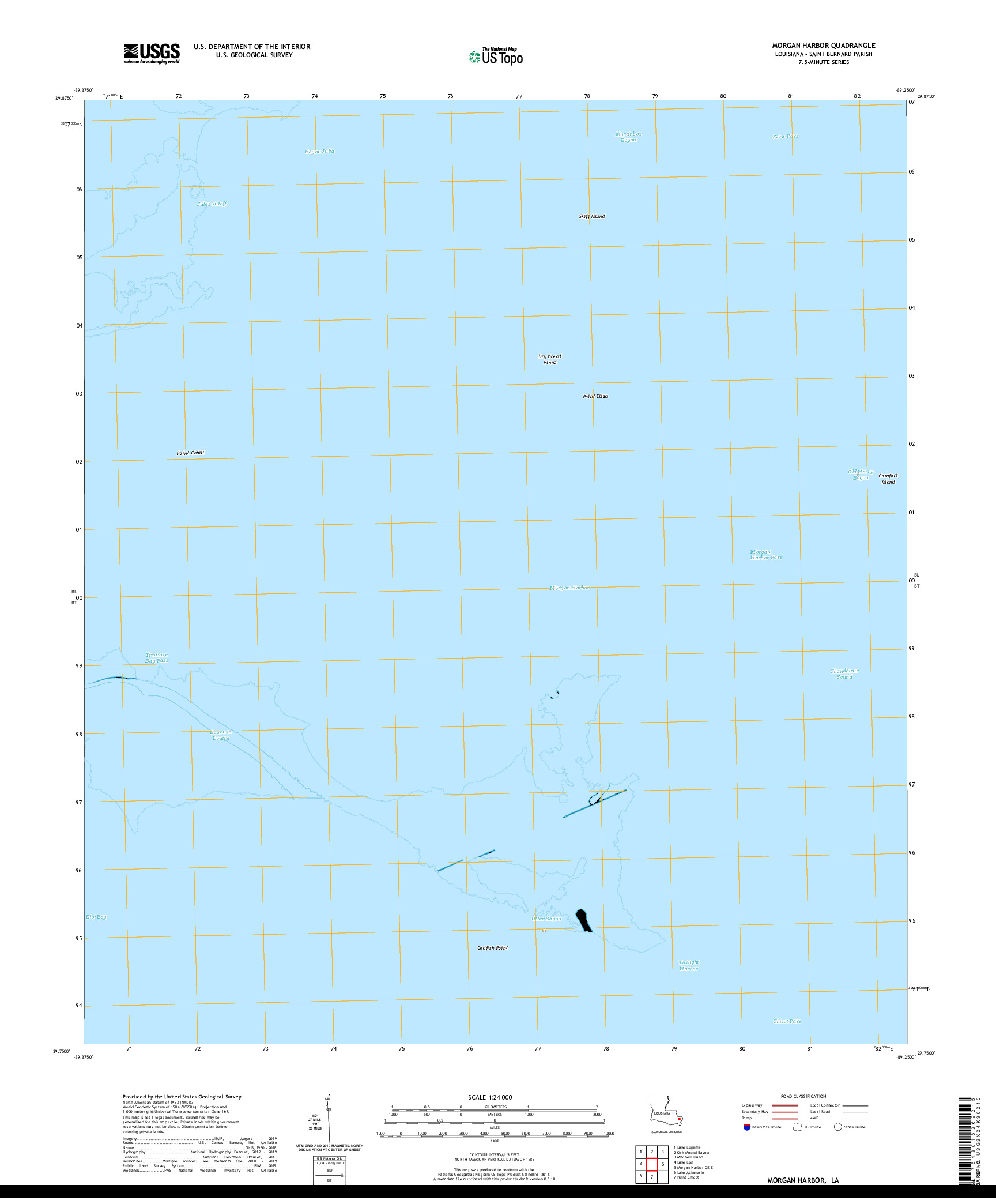 USGS US TOPO 7.5-MINUTE MAP FOR MORGAN HARBOR, LA 2020