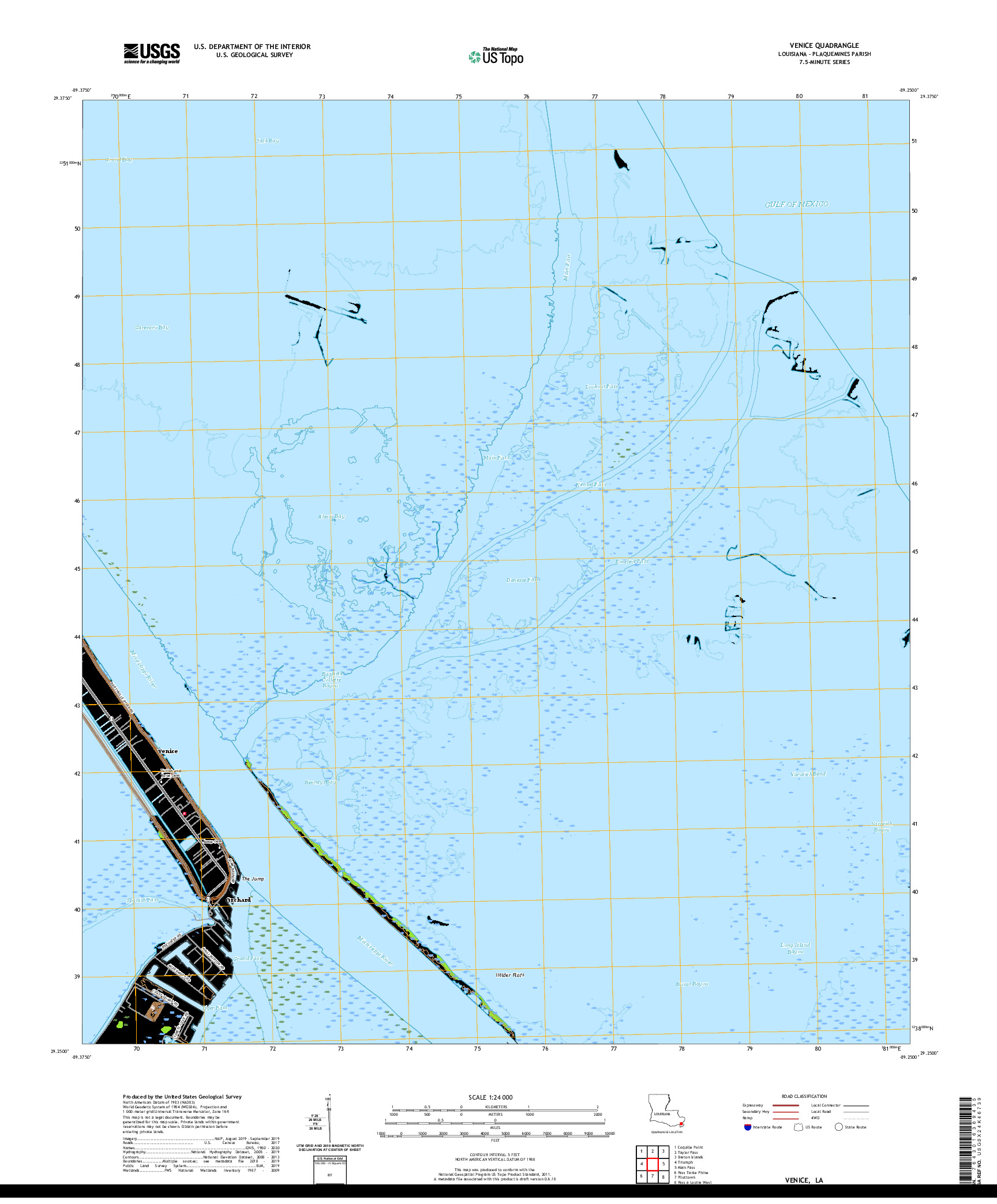 USGS US TOPO 7.5-MINUTE MAP FOR VENICE, LA 2020
