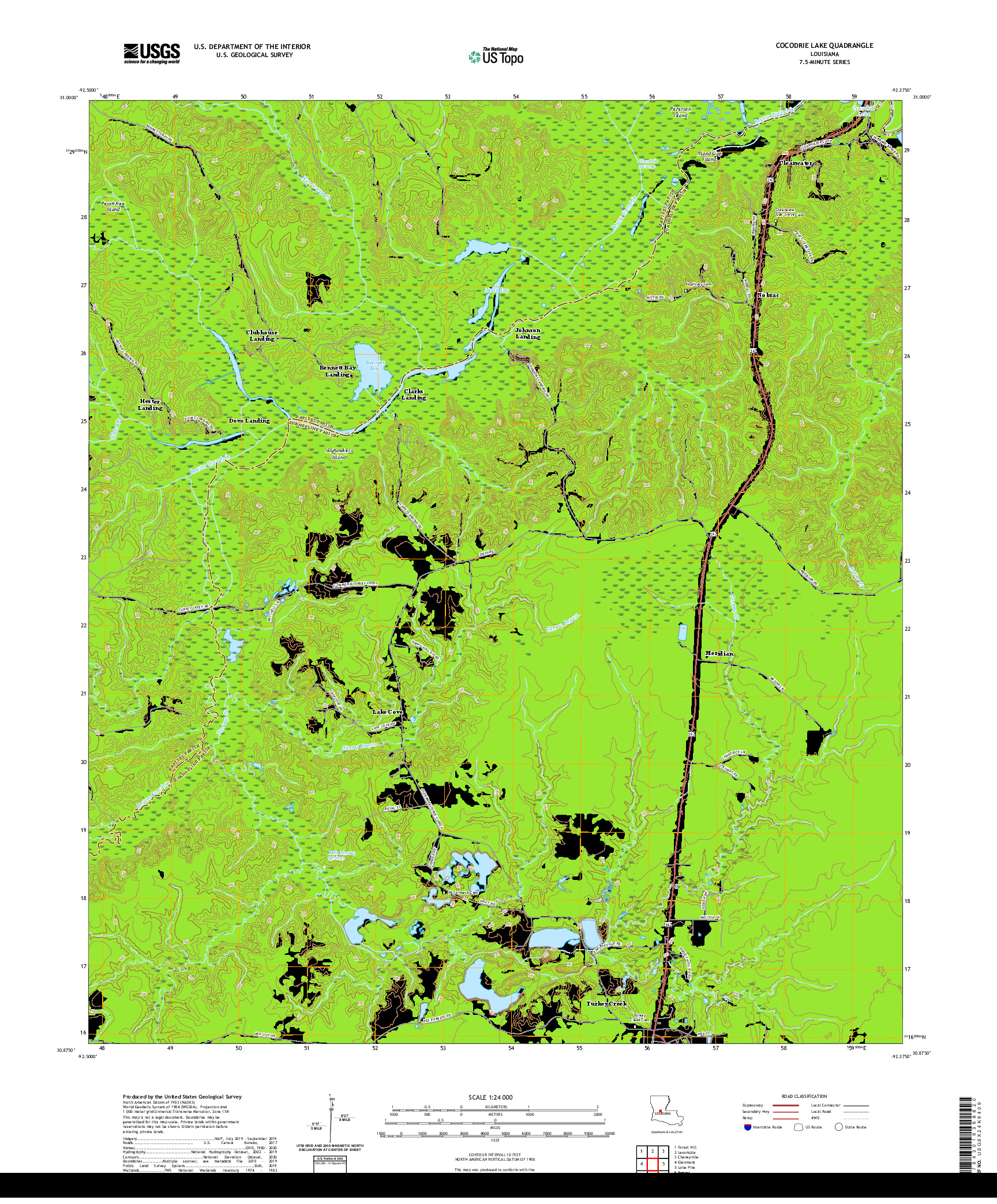 USGS US TOPO 7.5-MINUTE MAP FOR COCODRIE LAKE, LA 2020