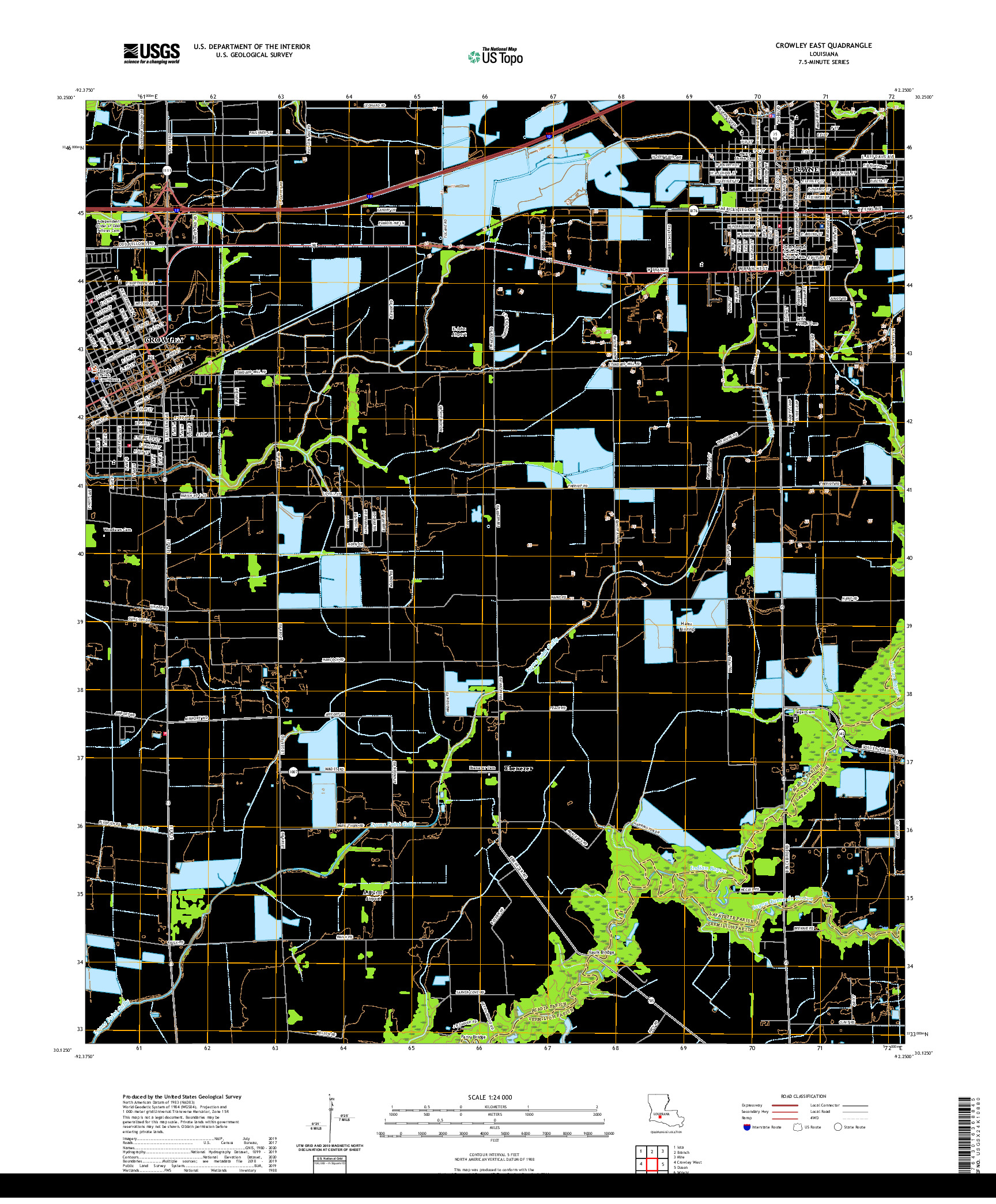 USGS US TOPO 7.5-MINUTE MAP FOR CROWLEY EAST, LA 2020