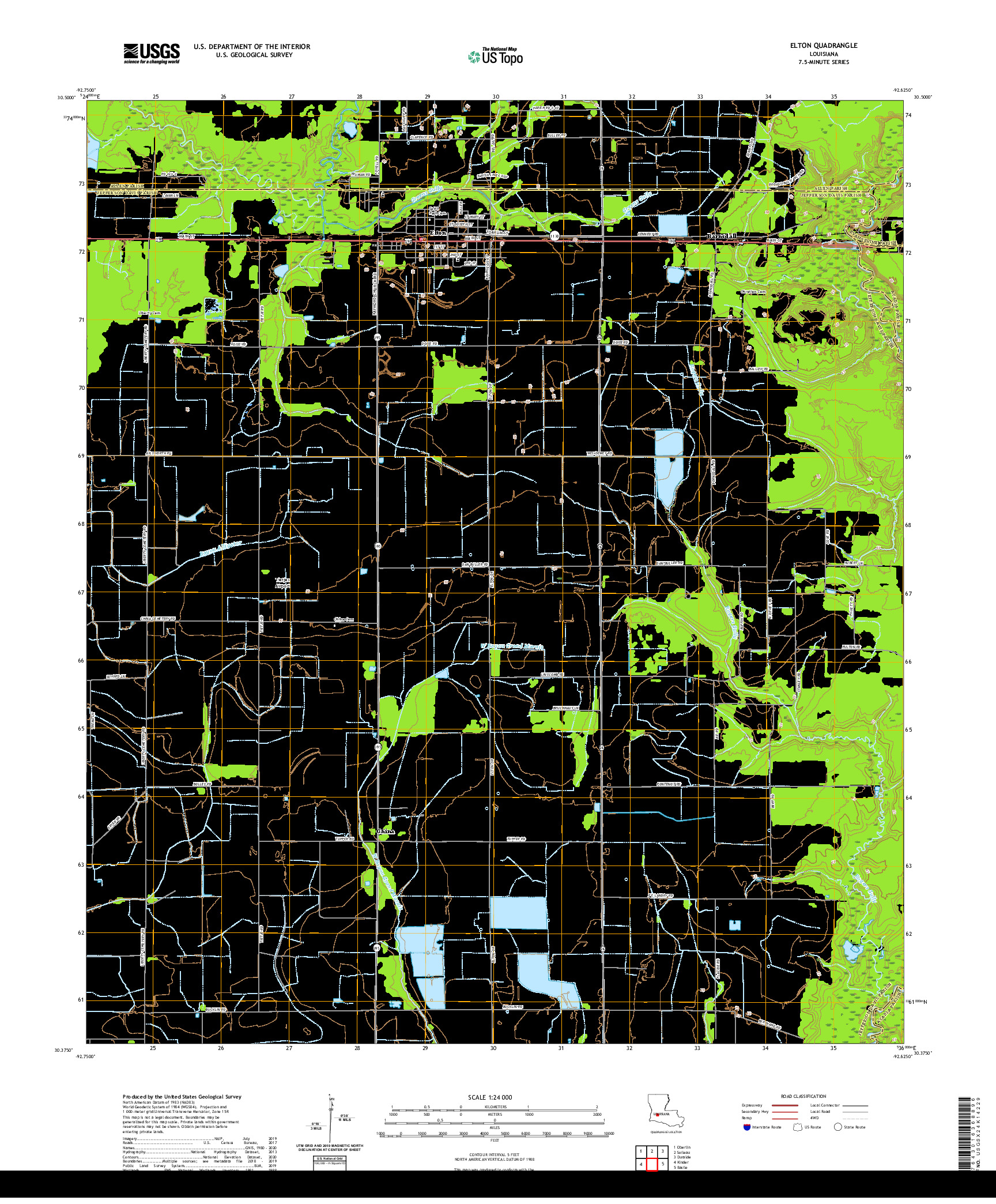 USGS US TOPO 7.5-MINUTE MAP FOR ELTON, LA 2020