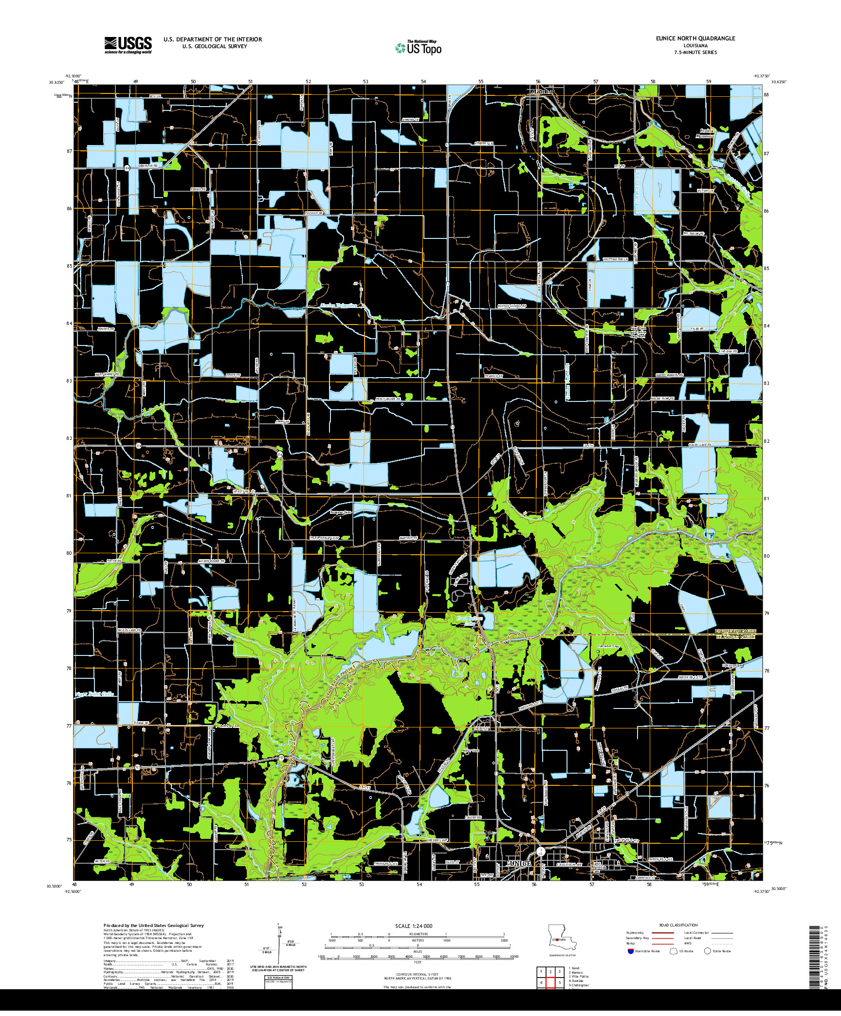 USGS US TOPO 7.5-MINUTE MAP FOR EUNICE NORTH, LA 2020
