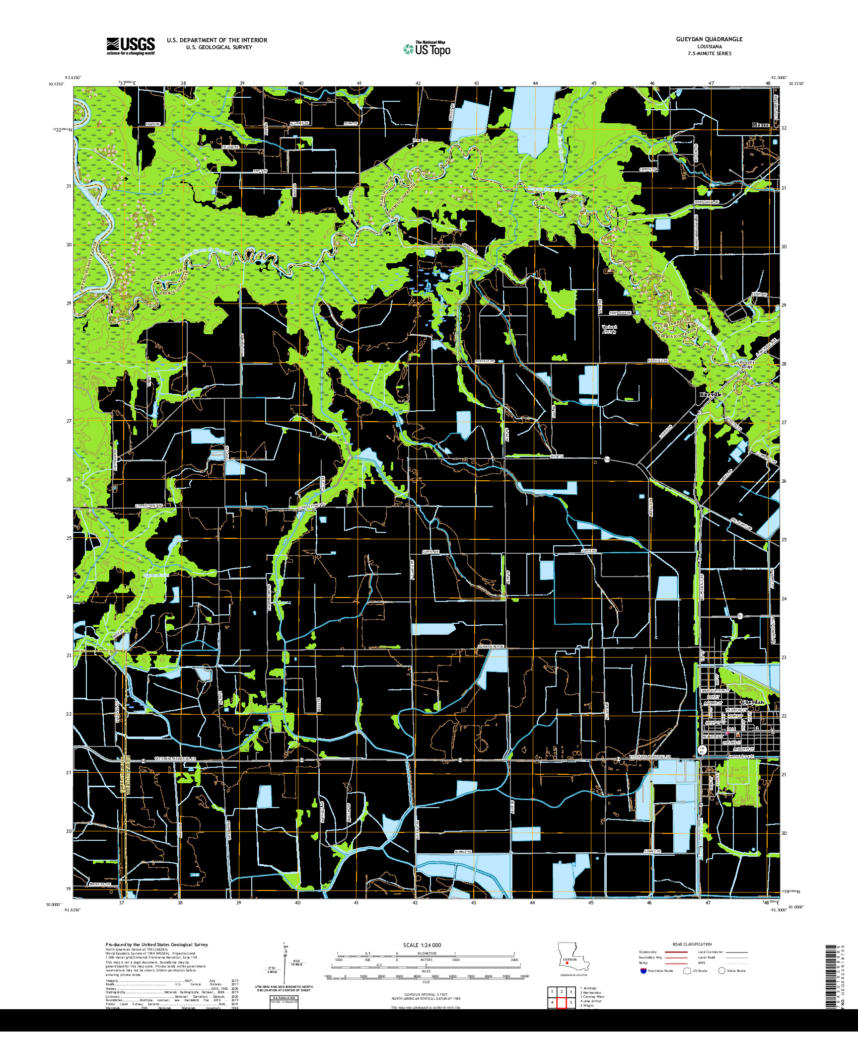 USGS US TOPO 7.5-MINUTE MAP FOR GUEYDAN, LA 2020
