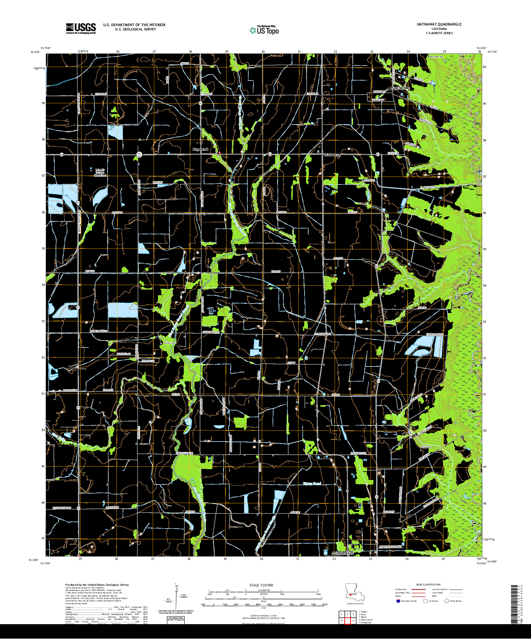 USGS US TOPO 7.5-MINUTE MAP FOR HATHAWAY, LA 2020