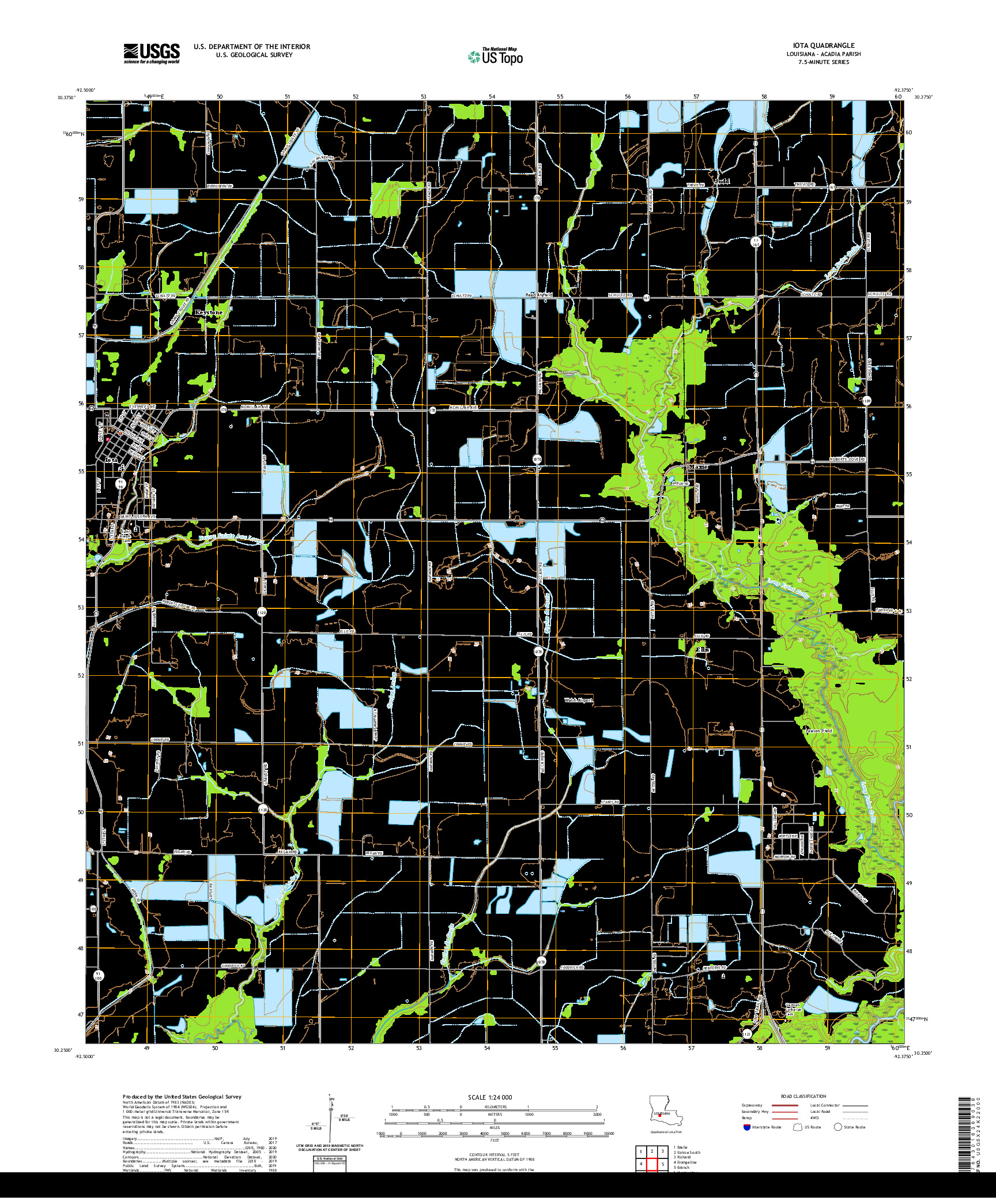 USGS US TOPO 7.5-MINUTE MAP FOR IOTA, LA 2020