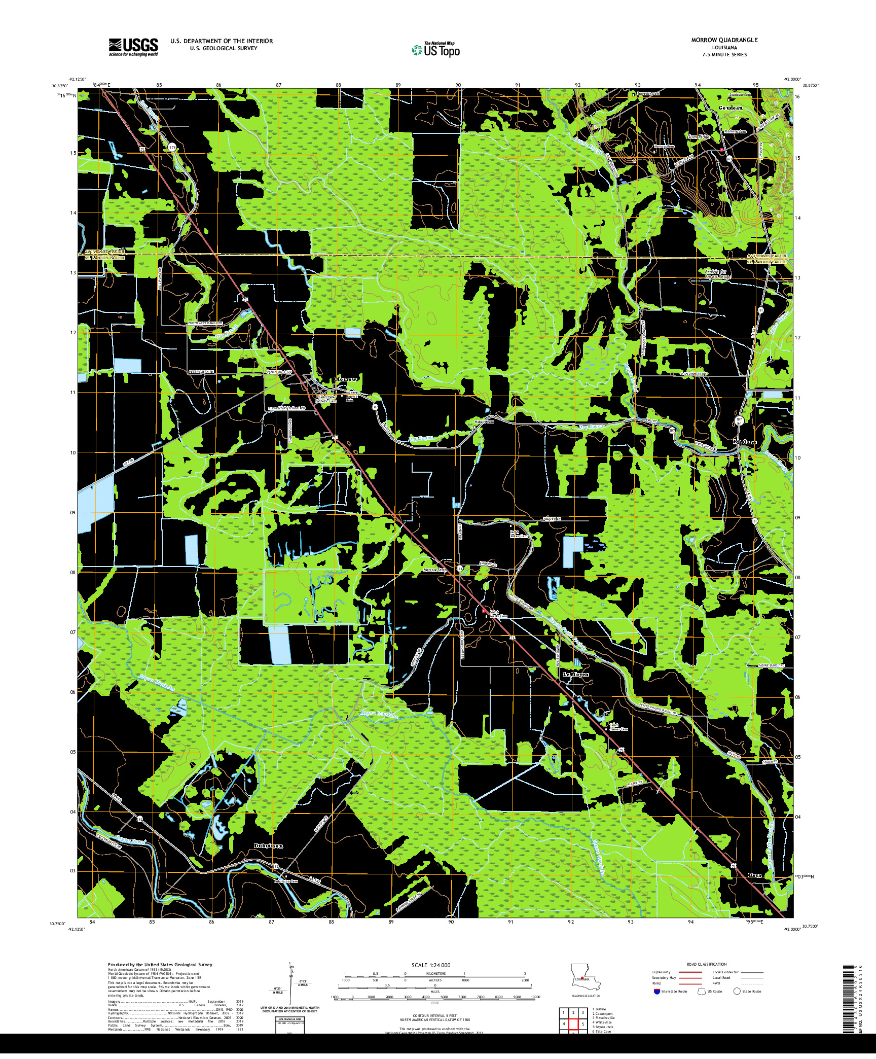 USGS US TOPO 7.5-MINUTE MAP FOR MORROW, LA 2020