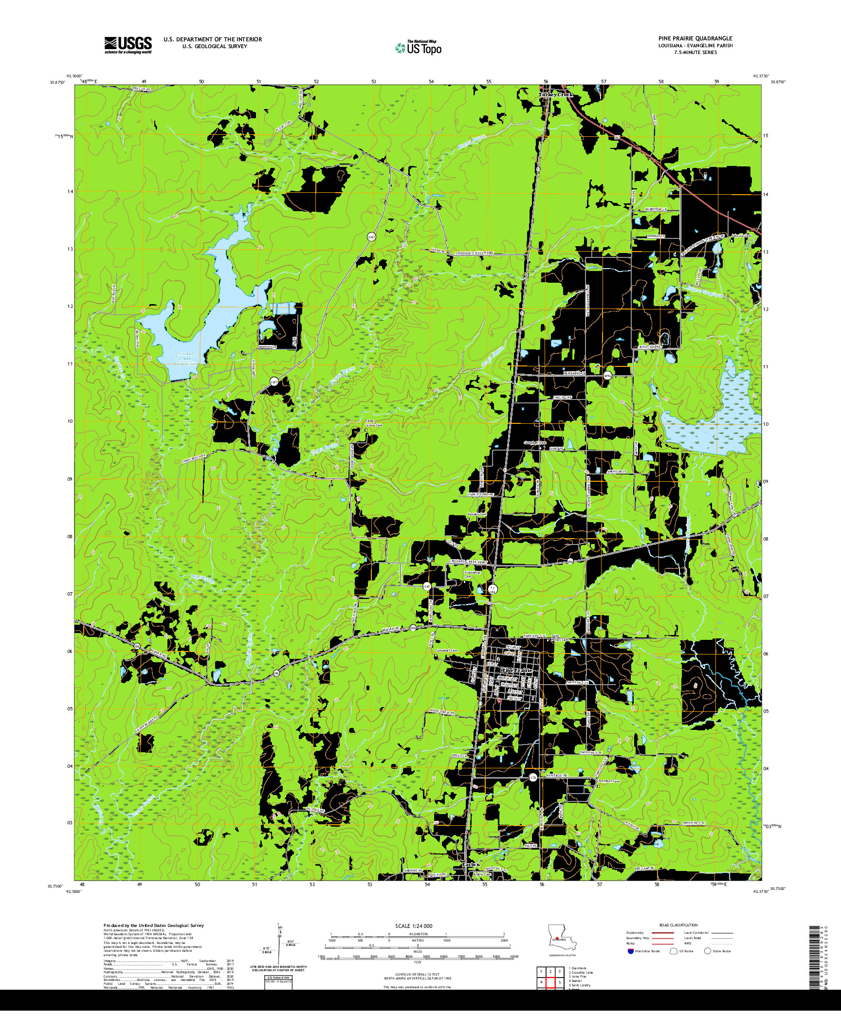 USGS US TOPO 7.5-MINUTE MAP FOR PINE PRAIRIE, LA 2020