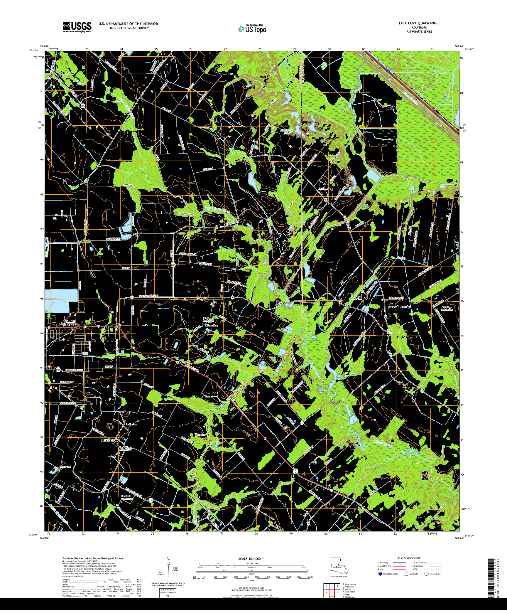 USGS US TOPO 7.5-MINUTE MAP FOR TATE COVE, LA 2020