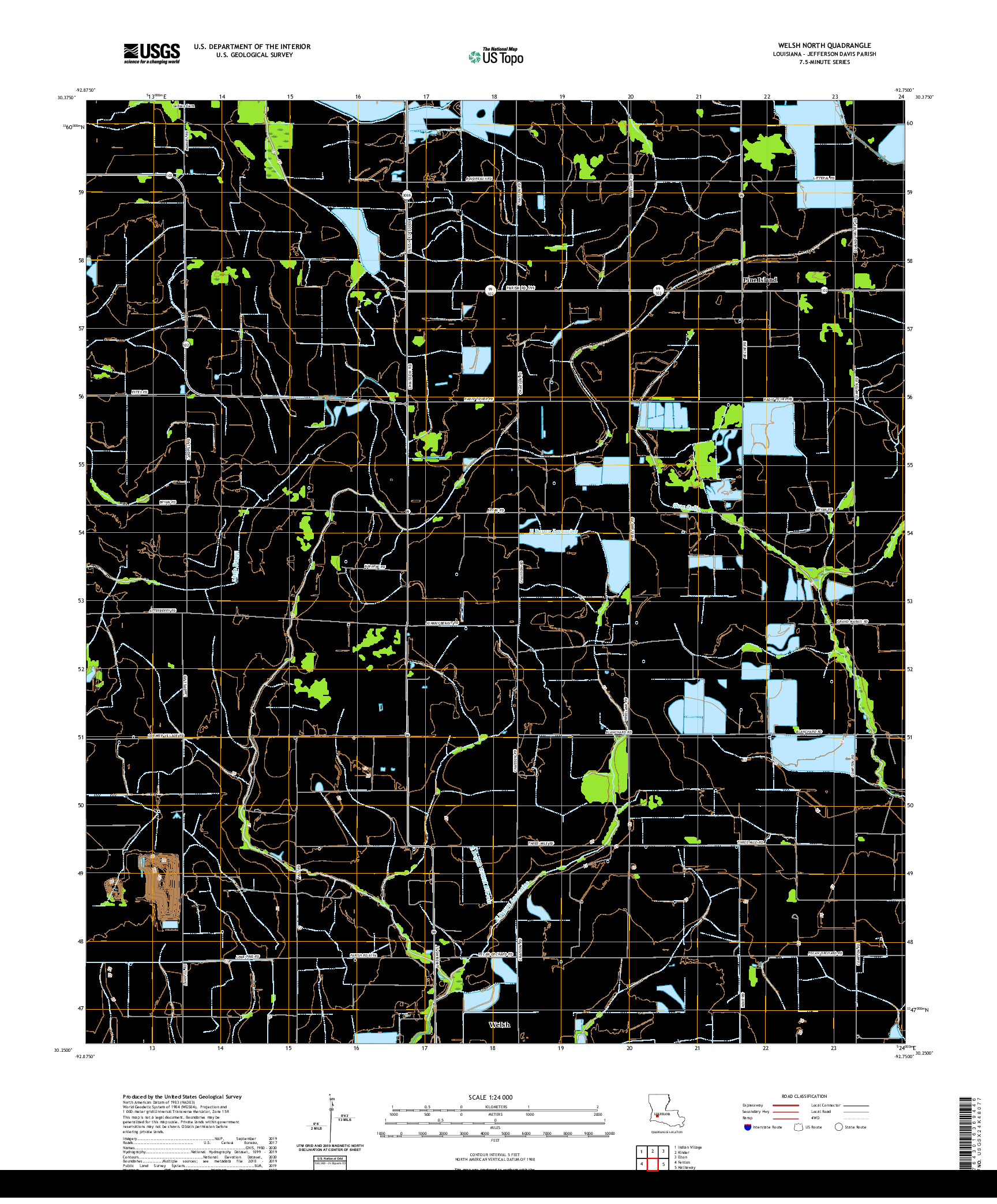 USGS US TOPO 7.5-MINUTE MAP FOR WELSH NORTH, LA 2020