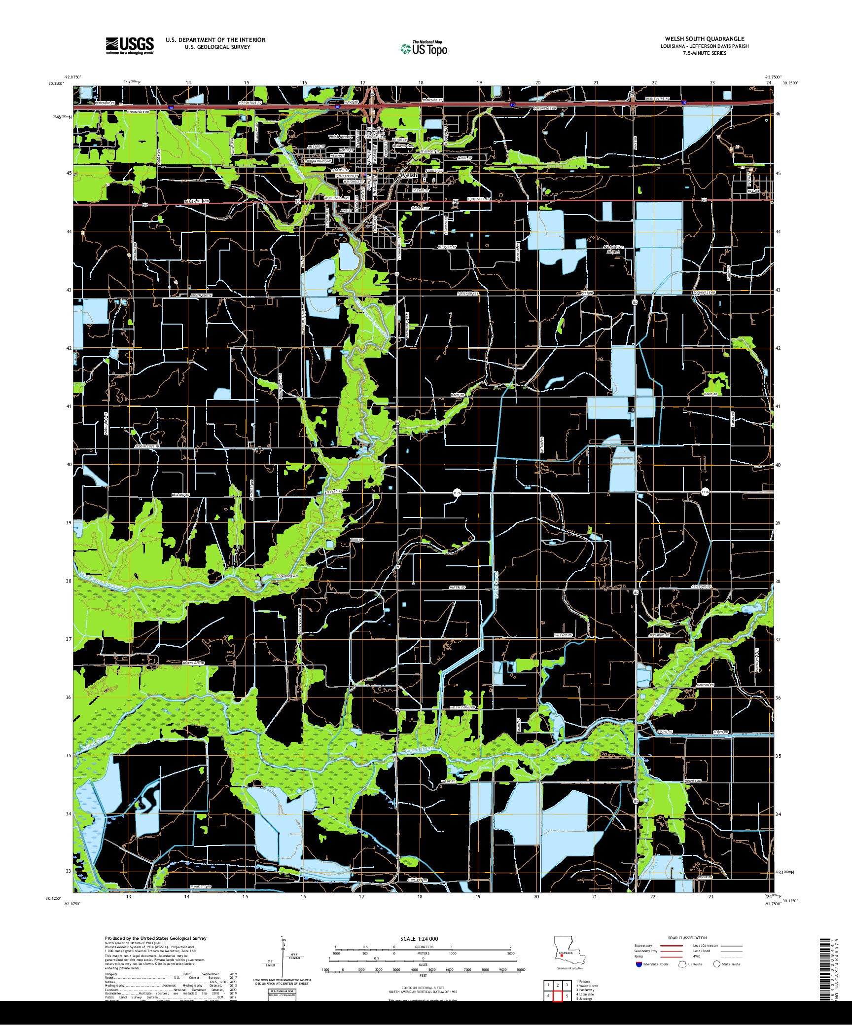 USGS US TOPO 7.5-MINUTE MAP FOR WELSH SOUTH, LA 2020