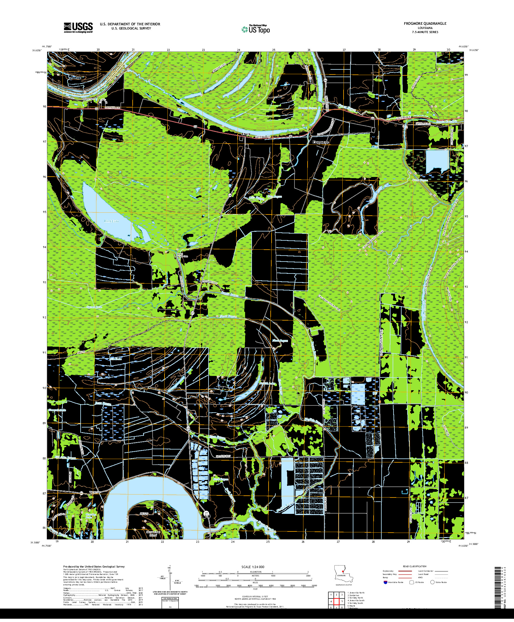 USGS US TOPO 7.5-MINUTE MAP FOR FROGMORE, LA 2020