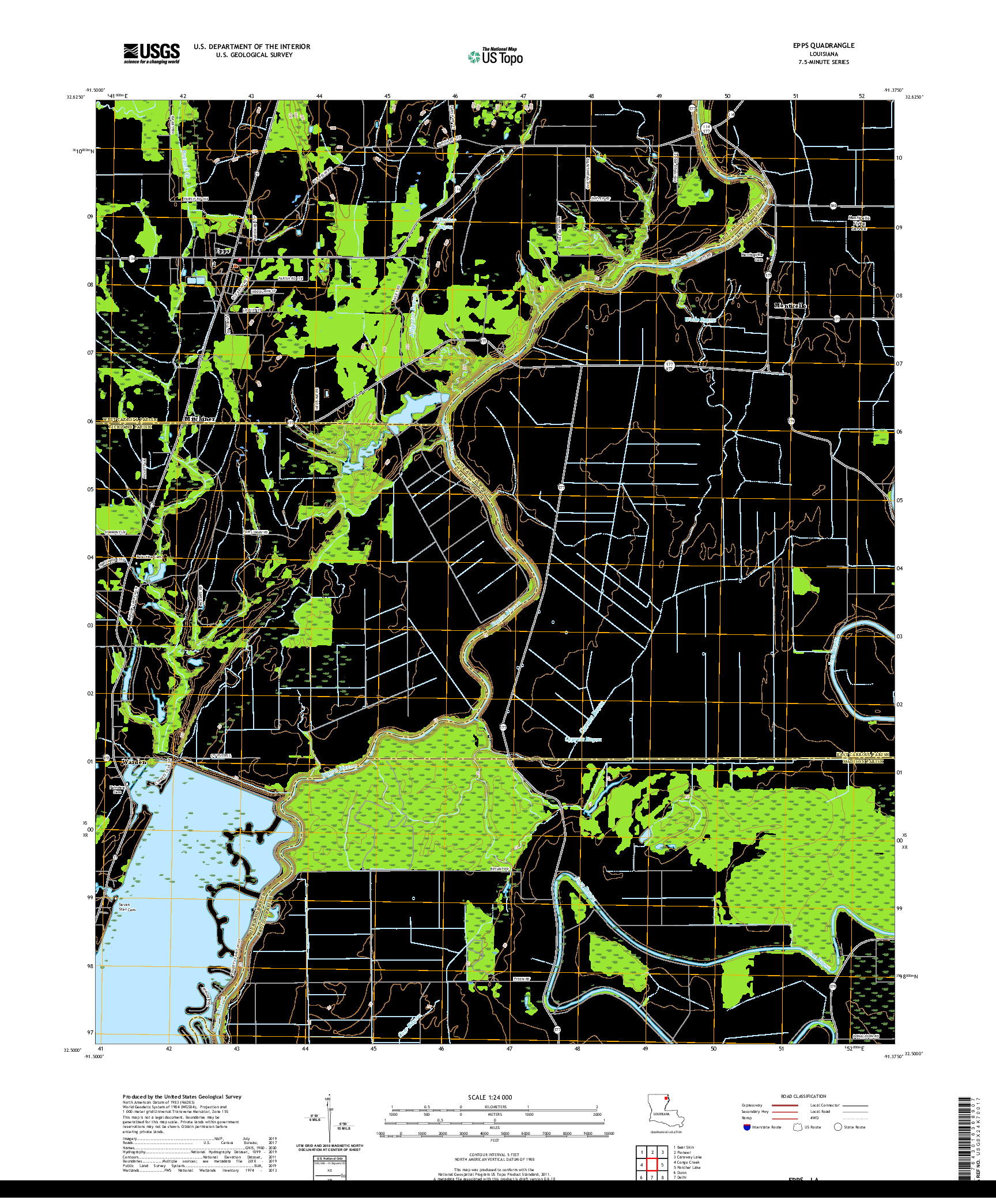 USGS US TOPO 7.5-MINUTE MAP FOR EPPS, LA 2020