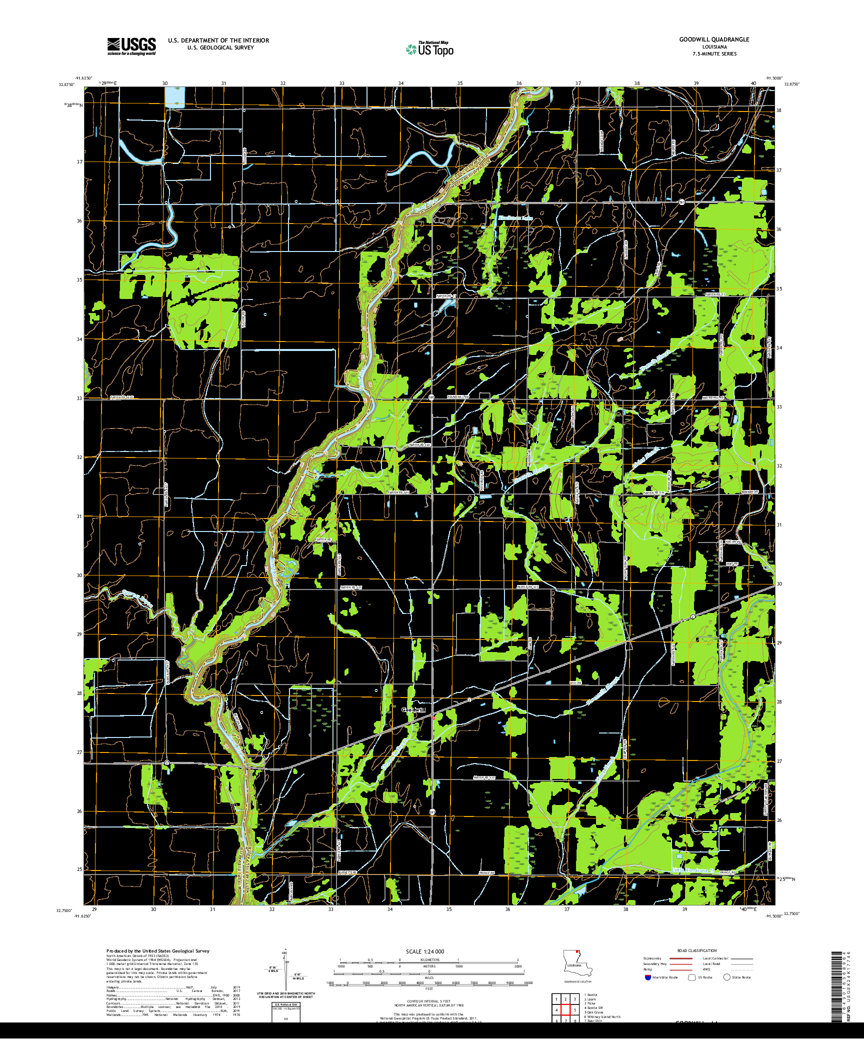 USGS US TOPO 7.5-MINUTE MAP FOR GOODWILL, LA 2020