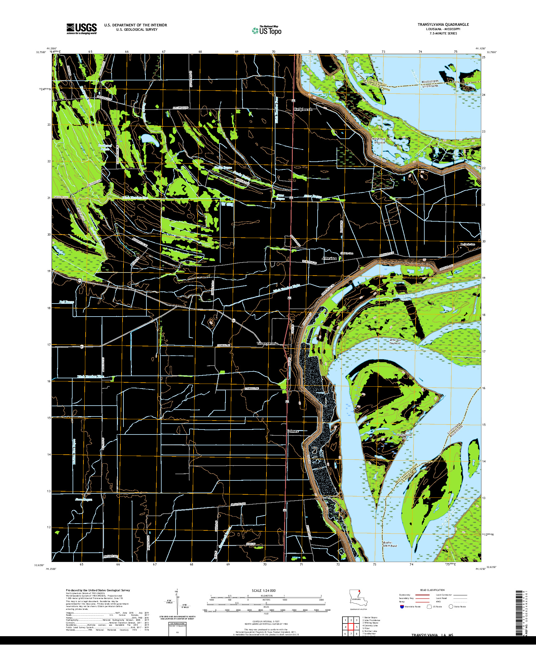 USGS US TOPO 7.5-MINUTE MAP FOR TRANSYLVANIA, LA,MS 2020