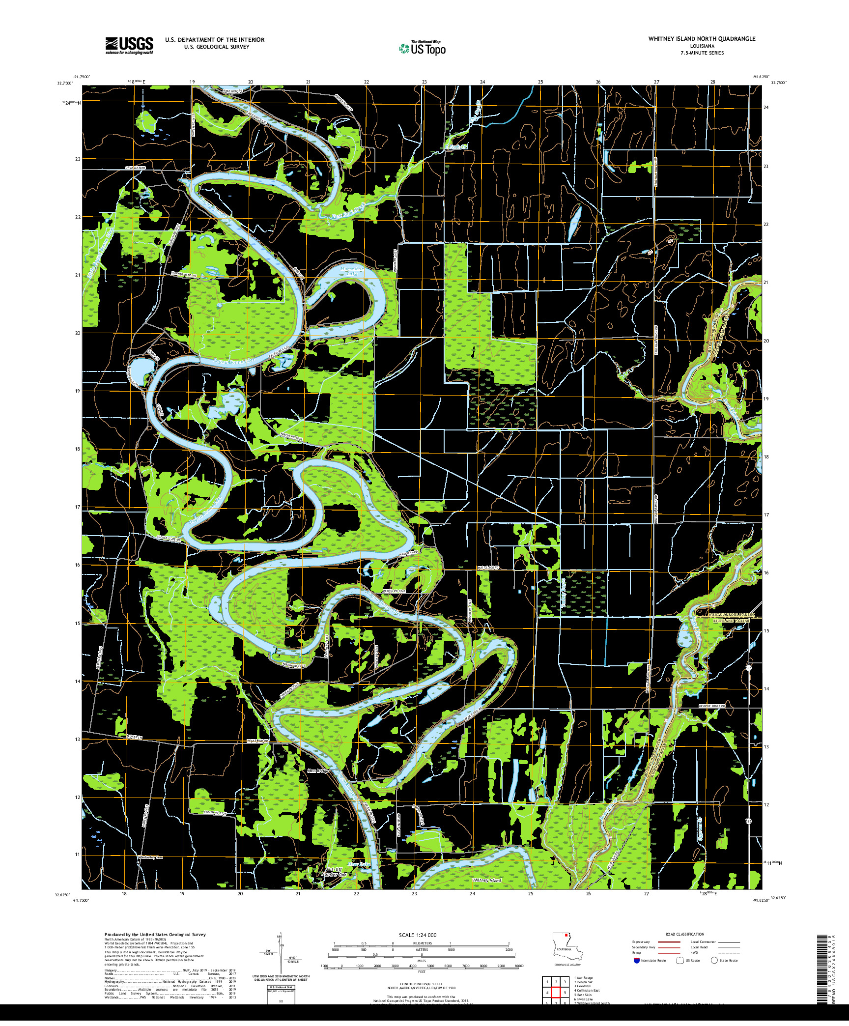 USGS US TOPO 7.5-MINUTE MAP FOR WHITNEY ISLAND NORTH, LA 2020