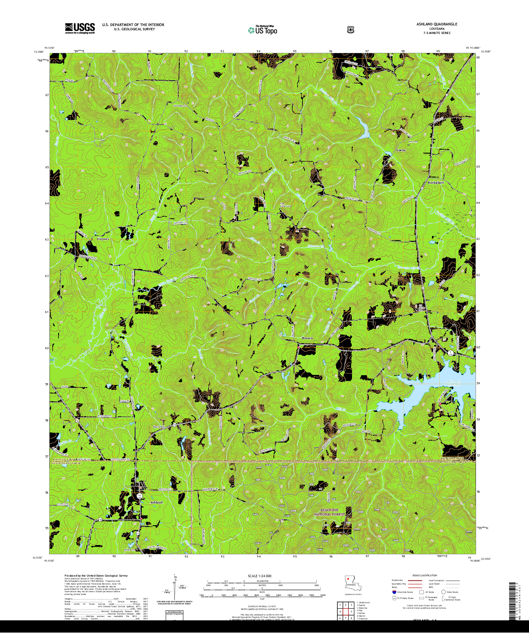 USGS US TOPO 7.5-MINUTE MAP FOR ASHLAND, LA 2020