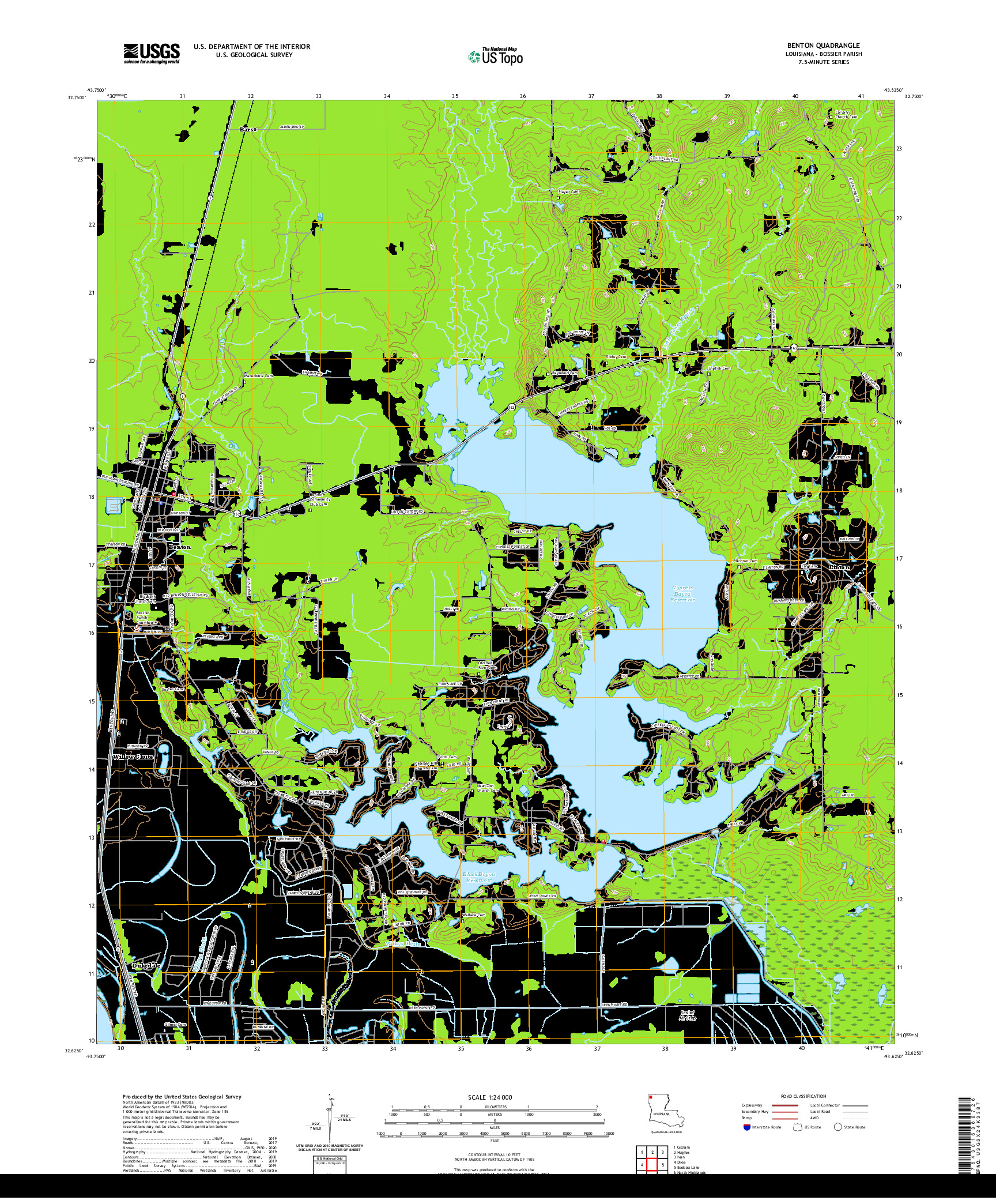 USGS US TOPO 7.5-MINUTE MAP FOR BENTON, LA 2020