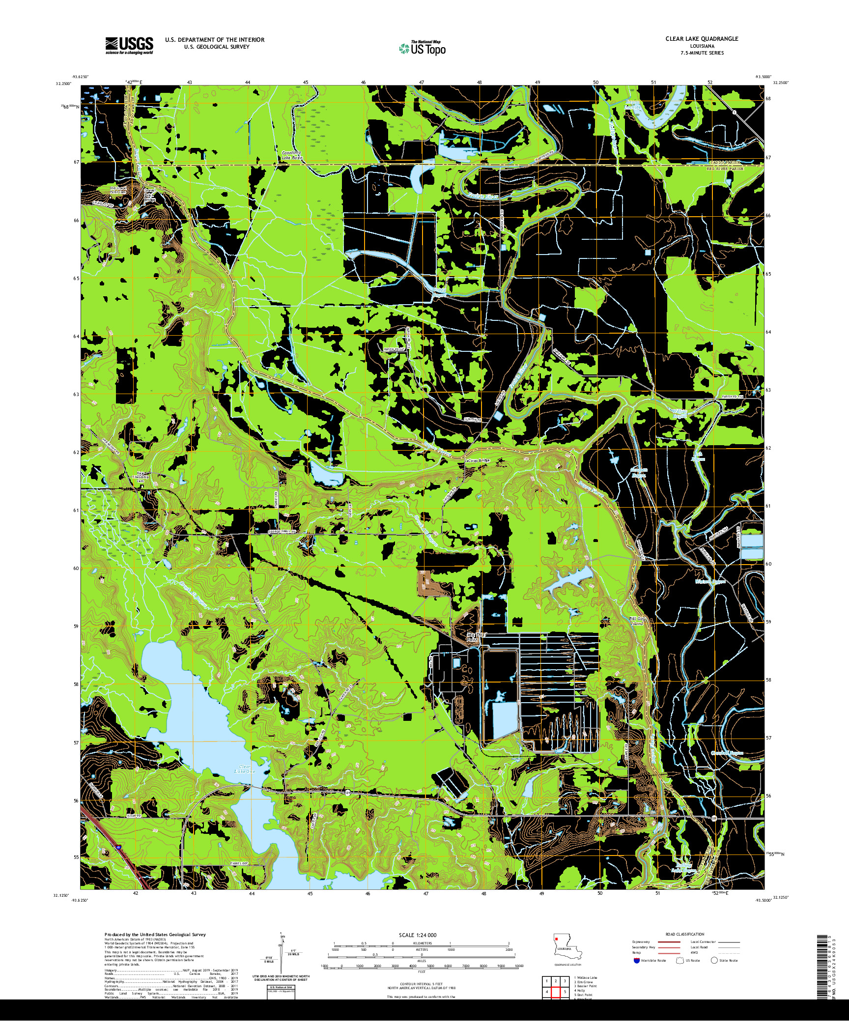 USGS US TOPO 7.5-MINUTE MAP FOR CLEAR LAKE, LA 2020