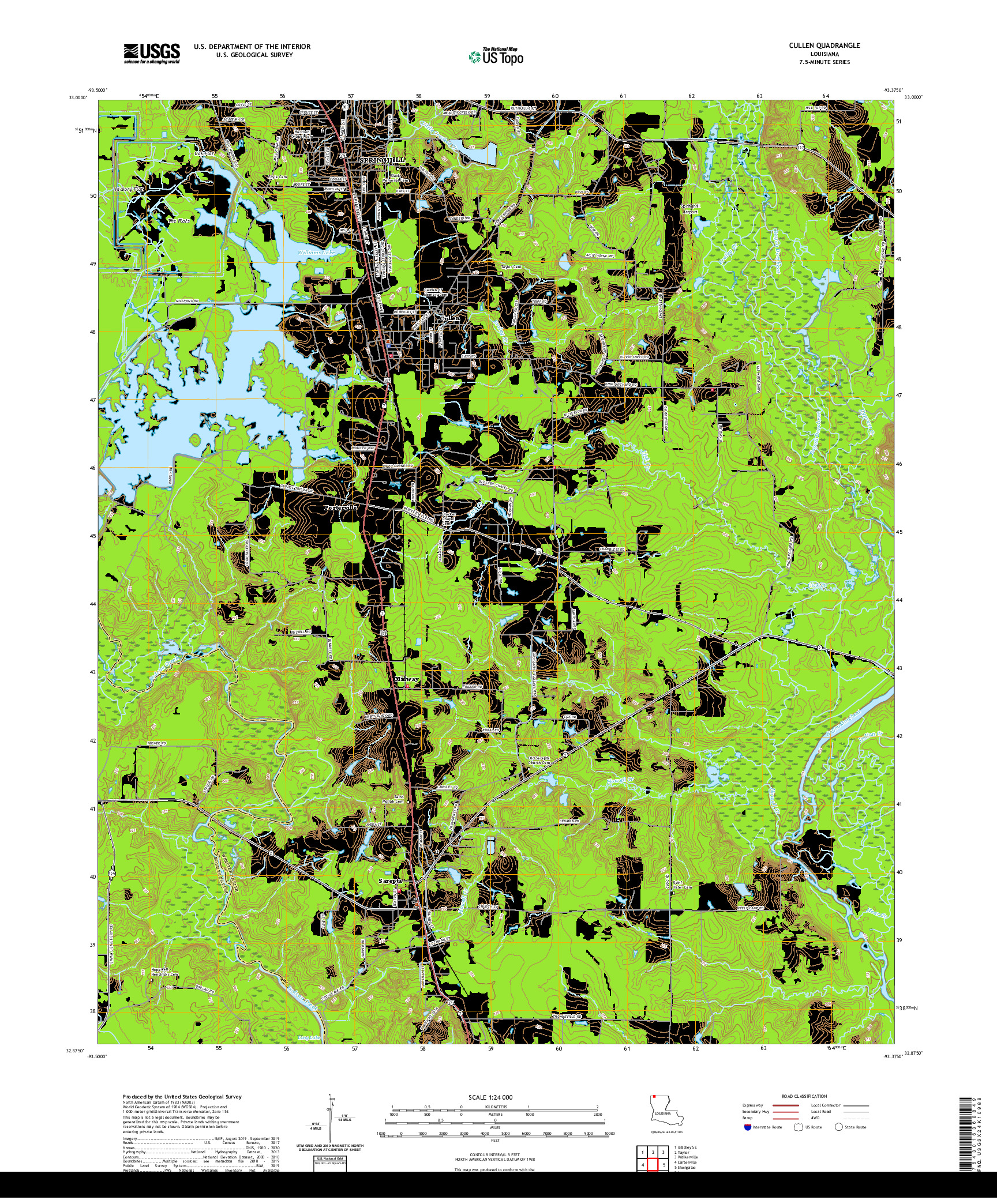 USGS US TOPO 7.5-MINUTE MAP FOR CULLEN, LA 2020