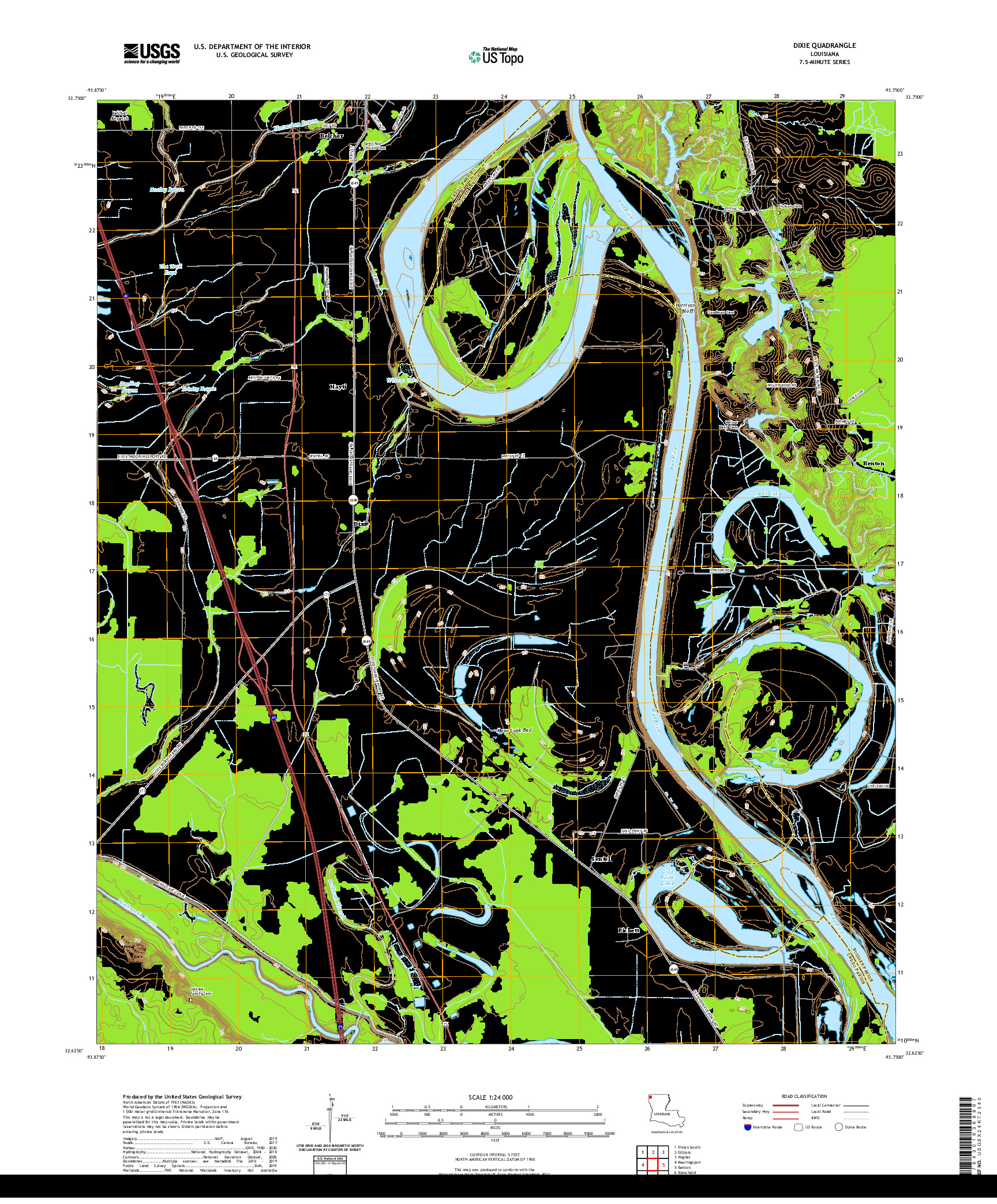 USGS US TOPO 7.5-MINUTE MAP FOR DIXIE, LA 2020