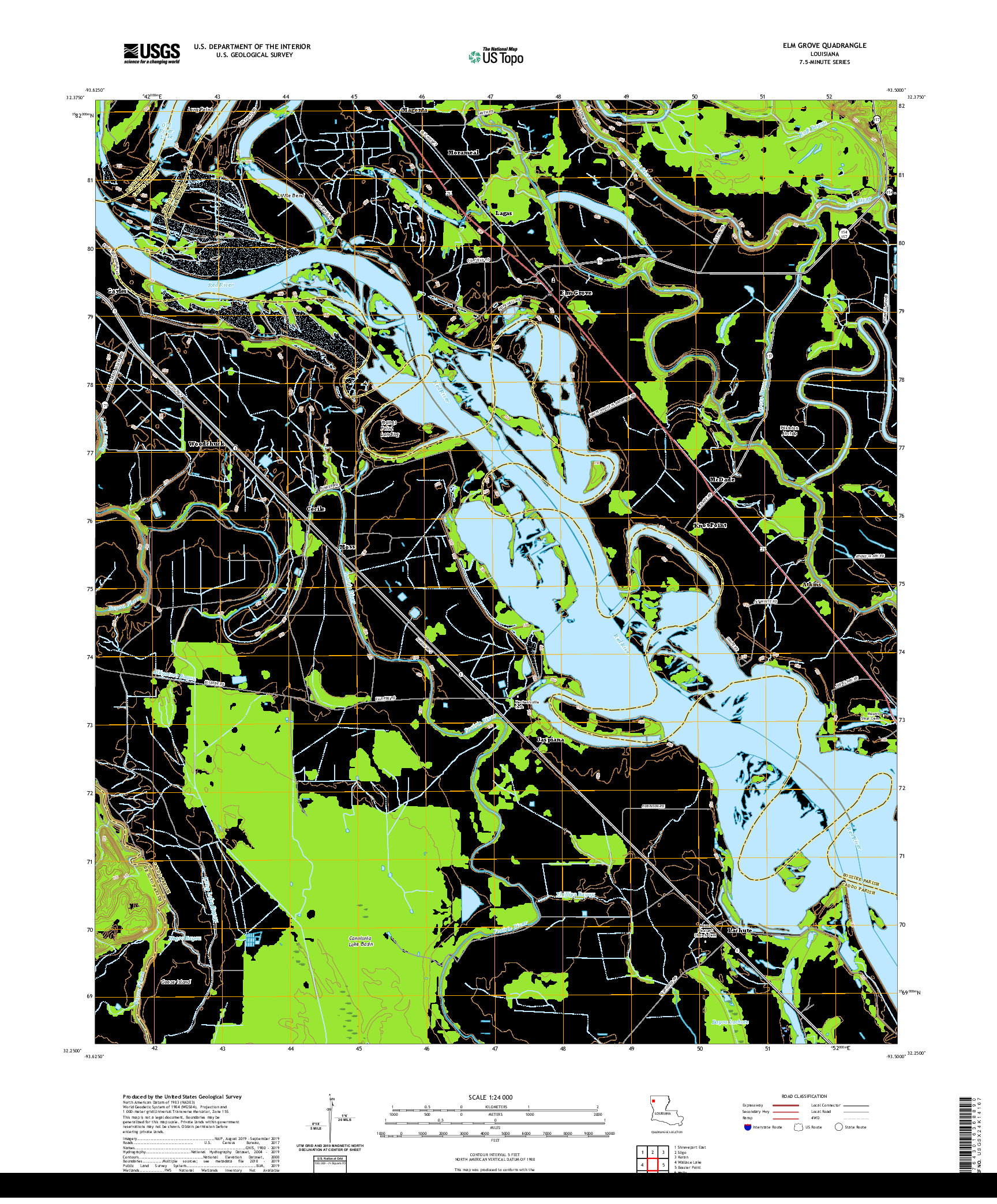 USGS US TOPO 7.5-MINUTE MAP FOR ELM GROVE, LA 2020