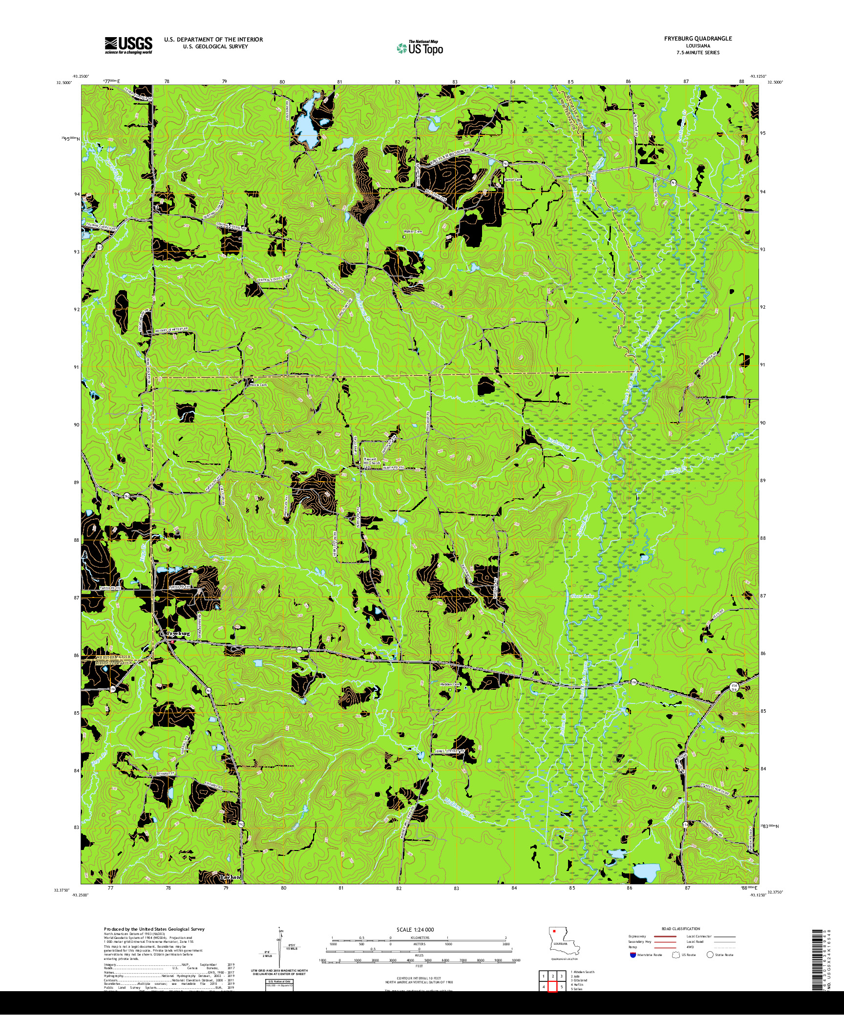 USGS US TOPO 7.5-MINUTE MAP FOR FRYEBURG, LA 2020
