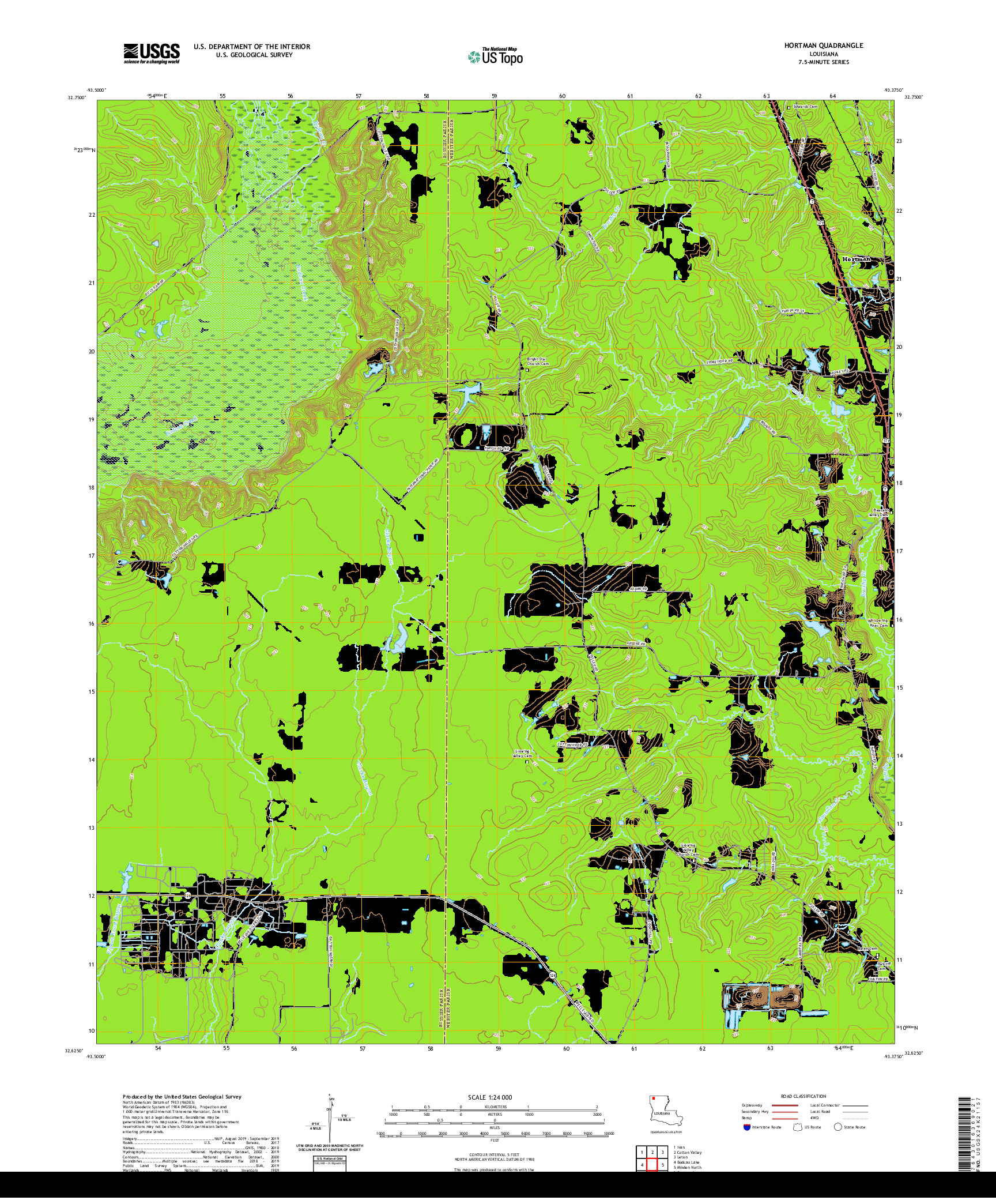 USGS US TOPO 7.5-MINUTE MAP FOR HORTMAN, LA 2020