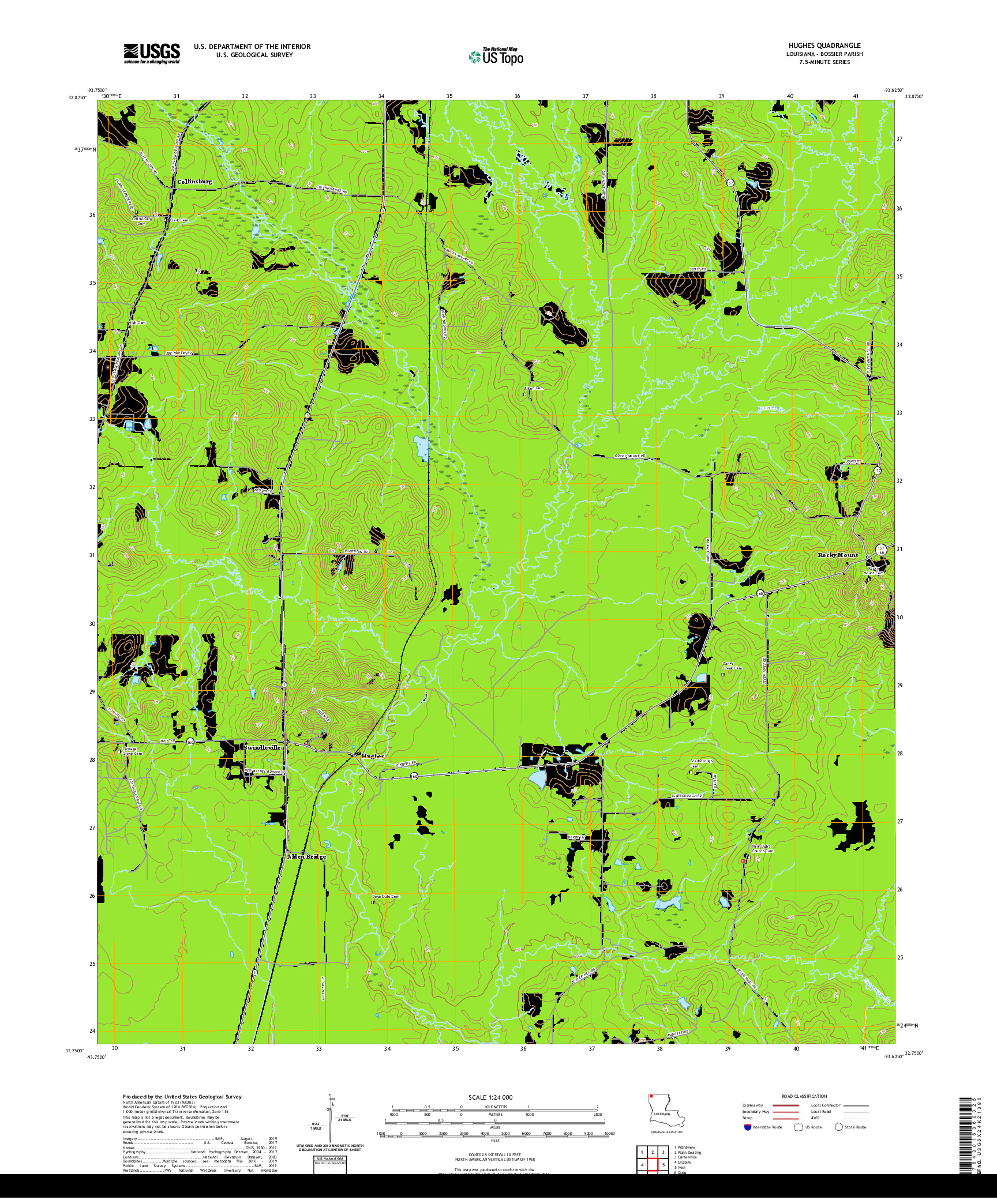 USGS US TOPO 7.5-MINUTE MAP FOR HUGHES, LA 2020