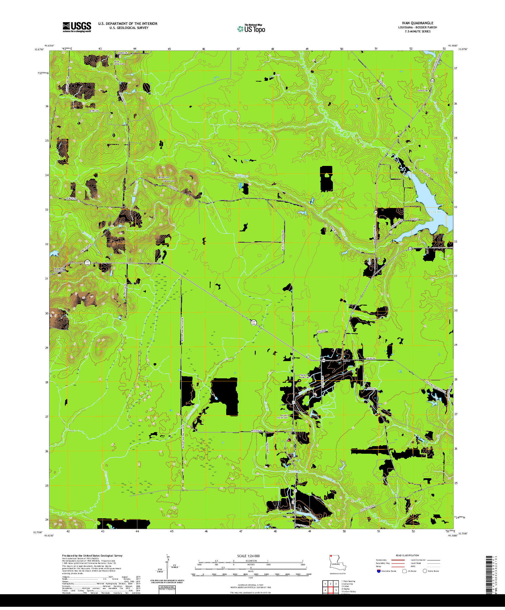USGS US TOPO 7.5-MINUTE MAP FOR IVAN, LA 2020