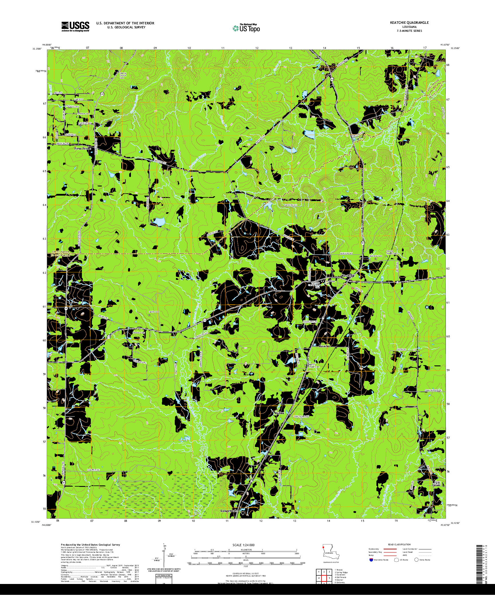 USGS US TOPO 7.5-MINUTE MAP FOR KEATCHIE, LA 2020