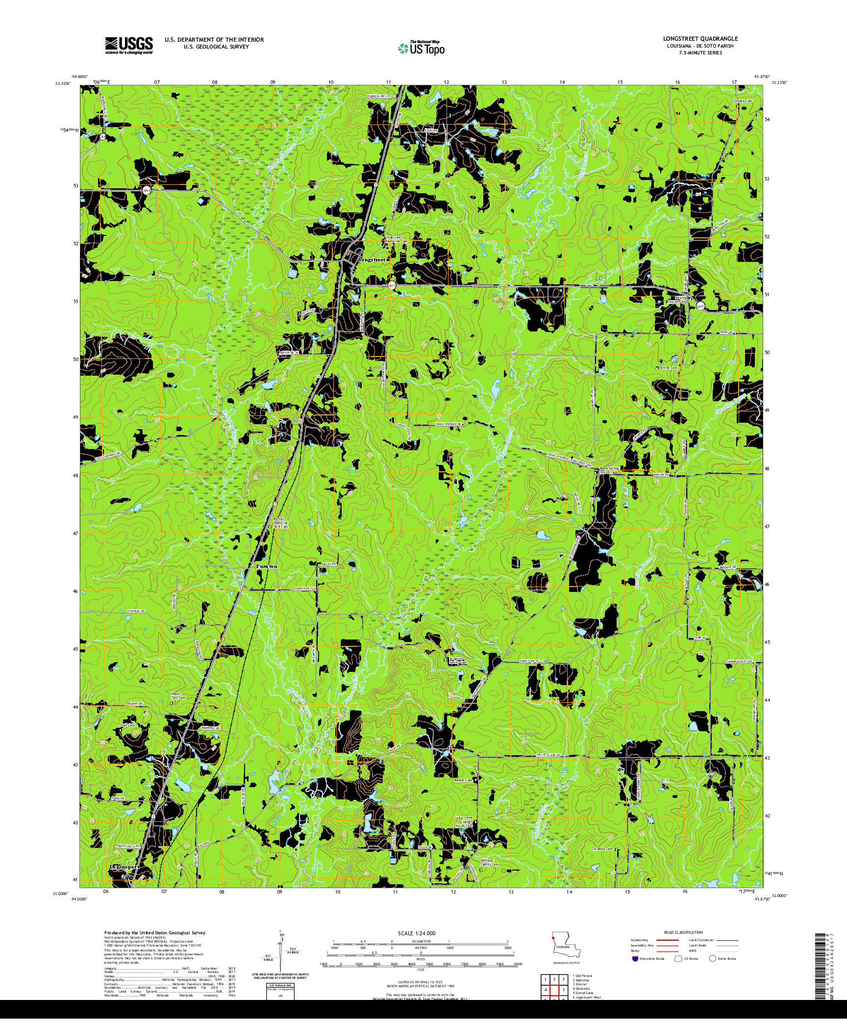 USGS US TOPO 7.5-MINUTE MAP FOR LONGSTREET, LA 2020