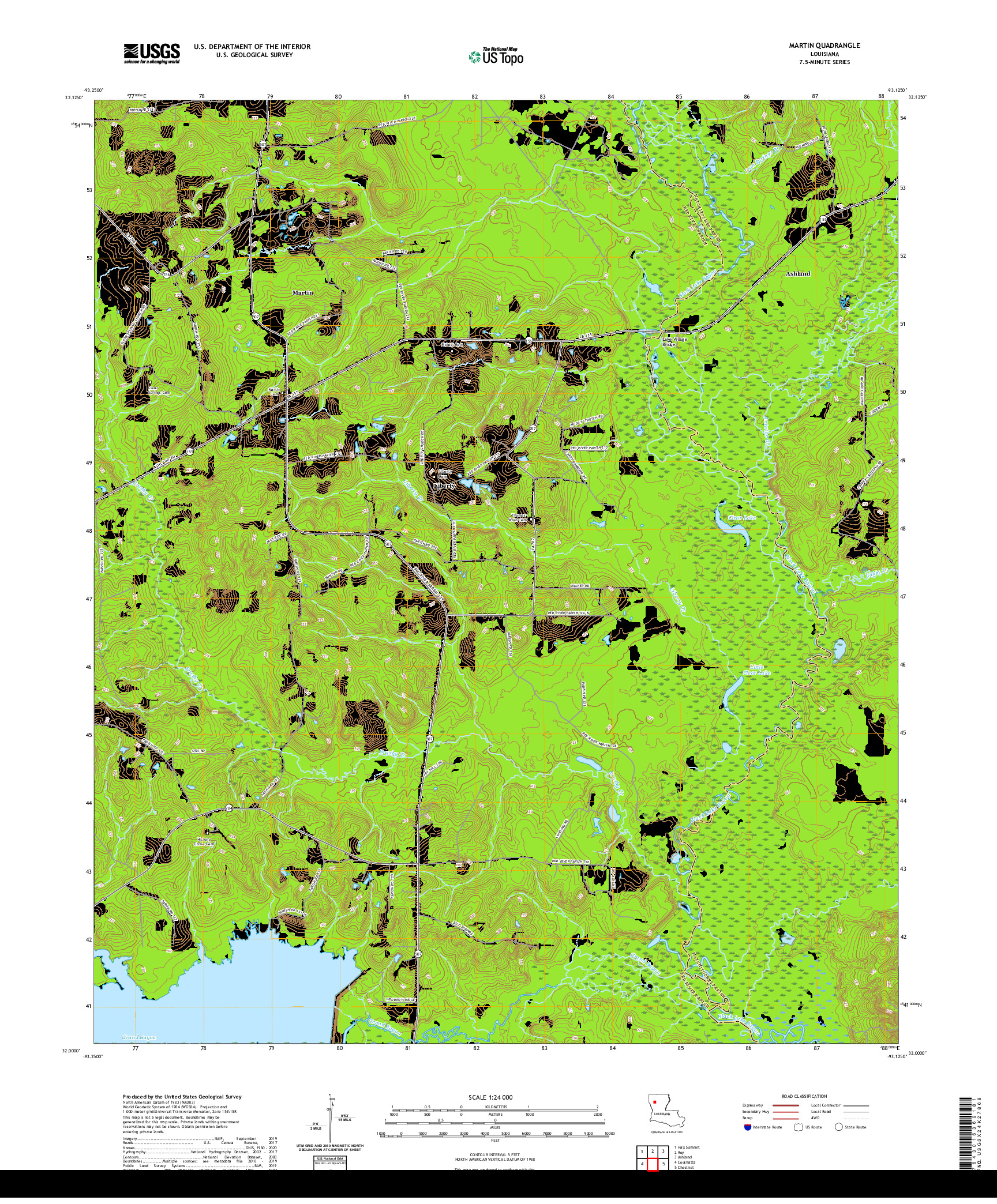 USGS US TOPO 7.5-MINUTE MAP FOR MARTIN, LA 2020