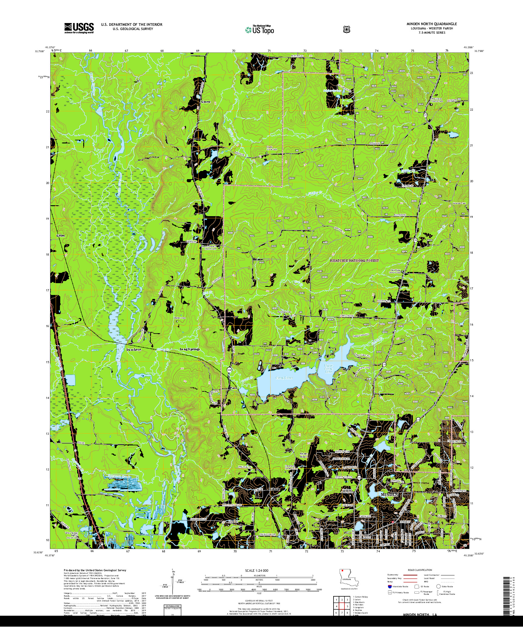 USGS US TOPO 7.5-MINUTE MAP FOR MINDEN NORTH, LA 2020