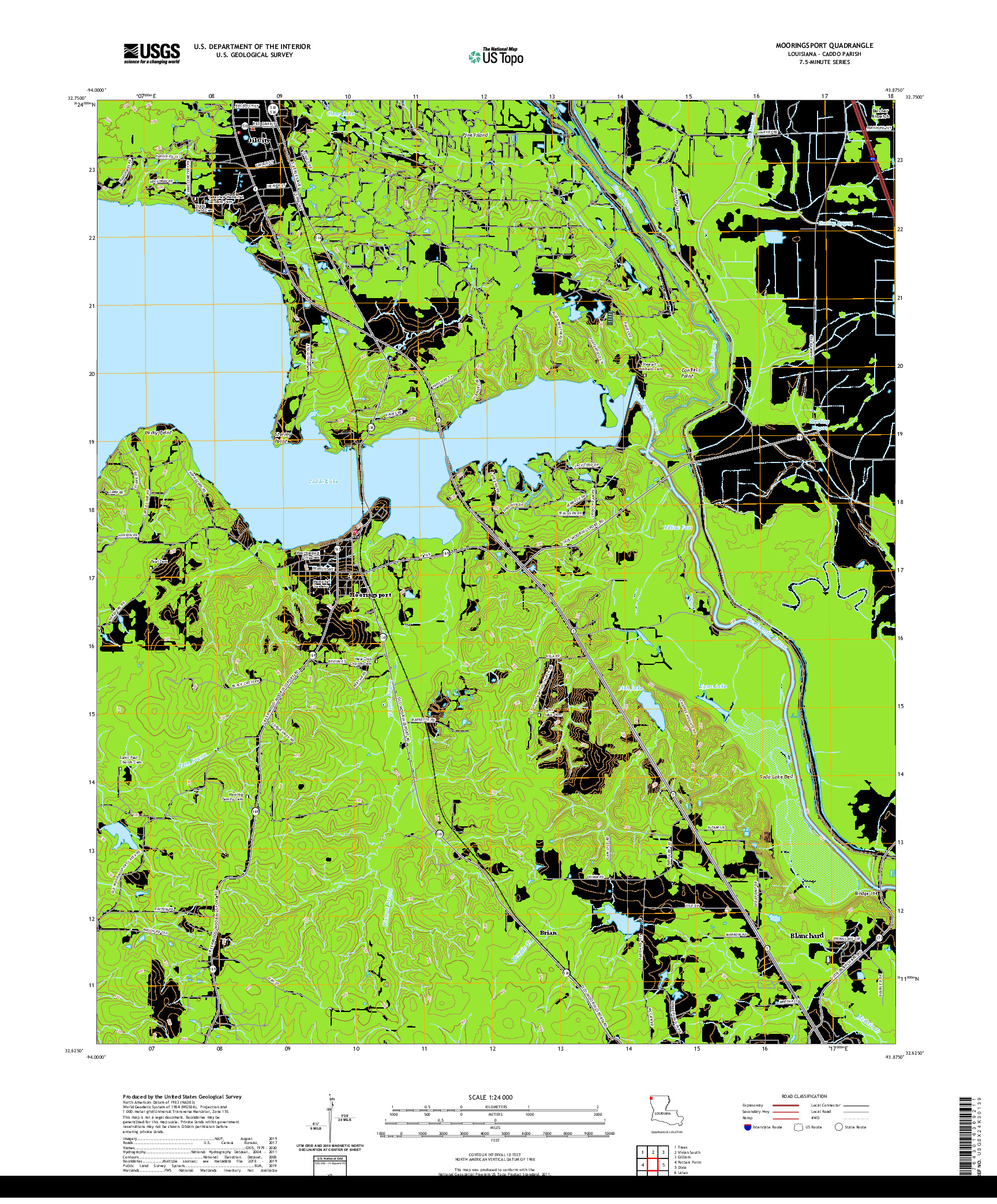 USGS US TOPO 7.5-MINUTE MAP FOR MOORINGSPORT, LA 2020