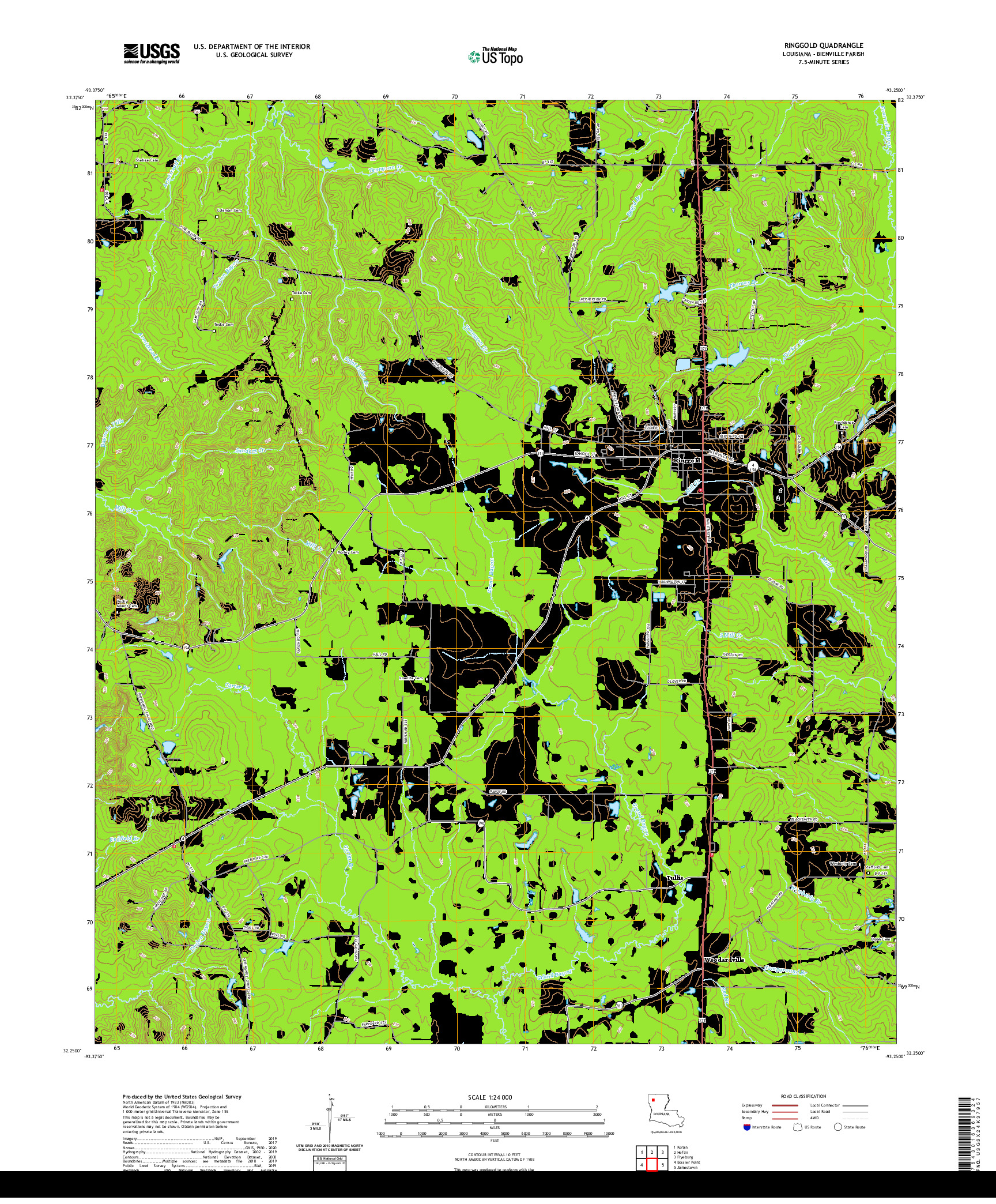 USGS US TOPO 7.5-MINUTE MAP FOR RINGGOLD, LA 2020