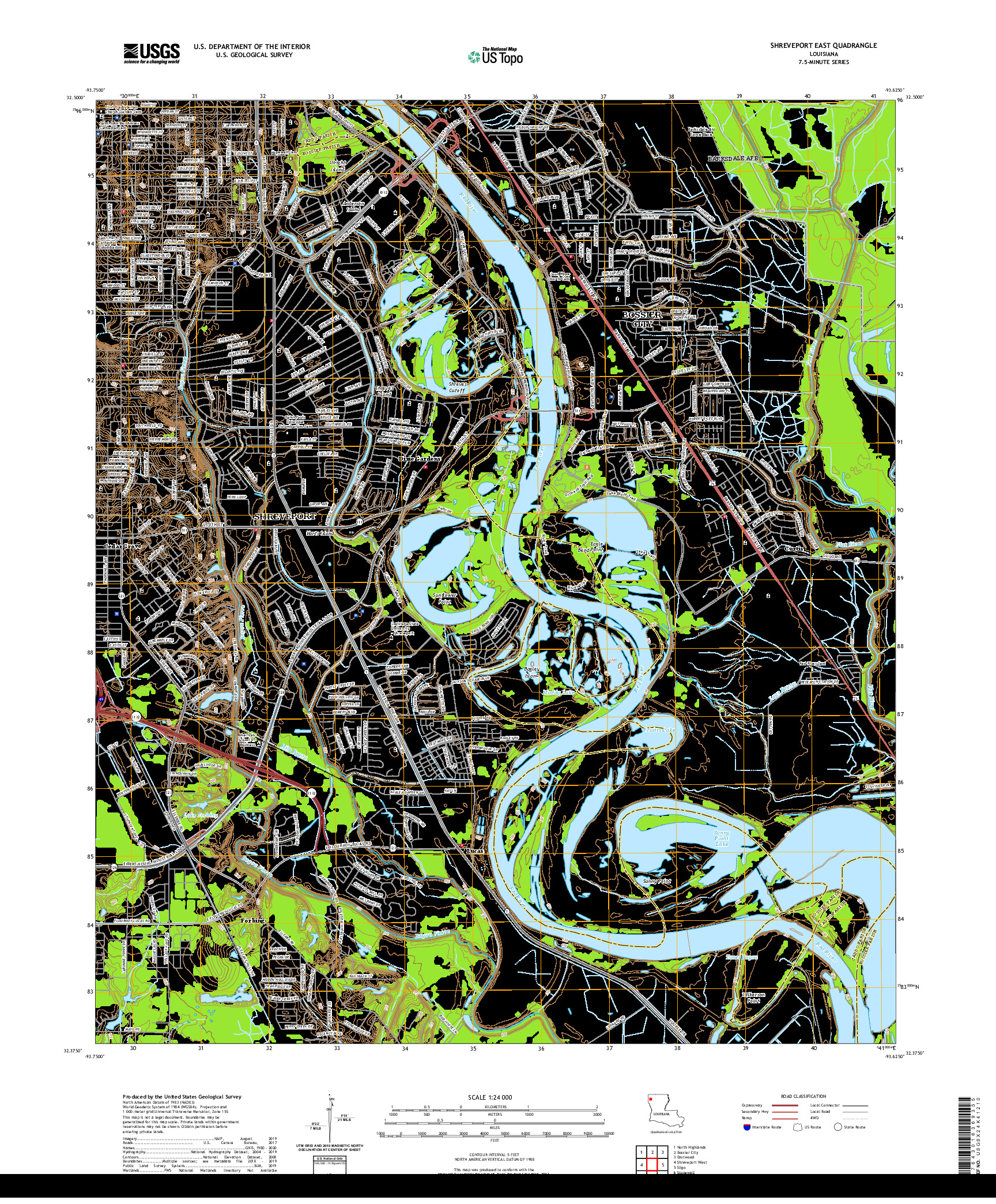 USGS US TOPO 7.5-MINUTE MAP FOR SHREVEPORT EAST, LA 2020