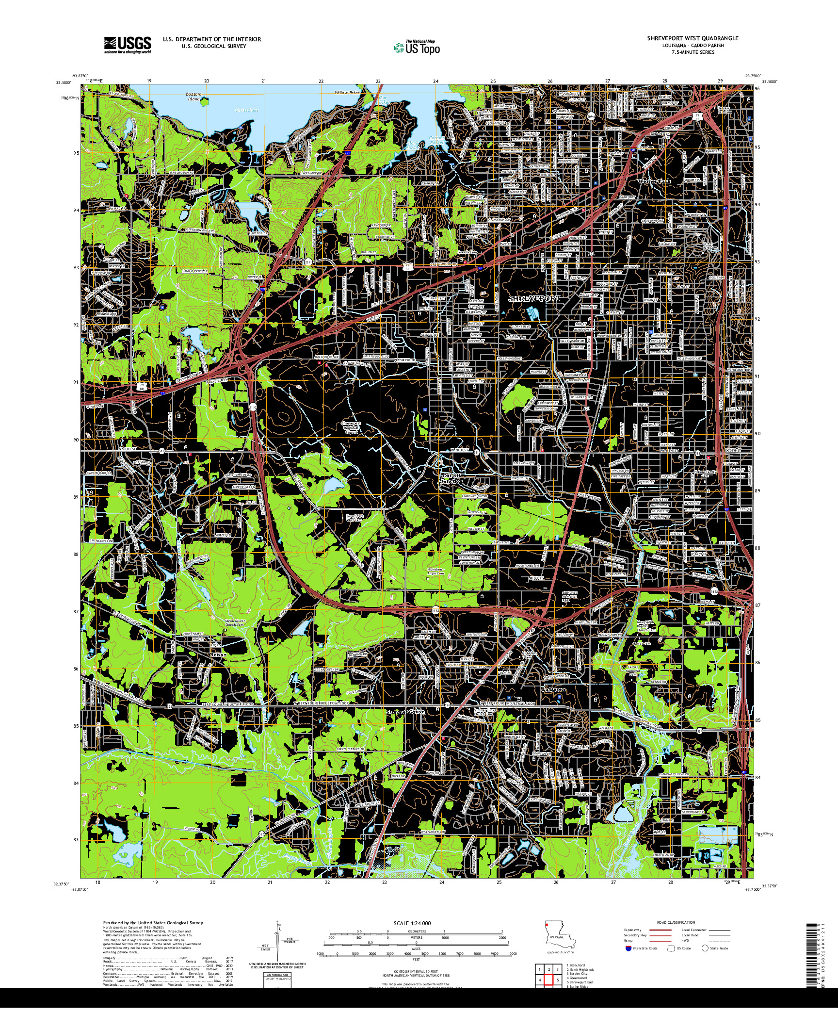 USGS US TOPO 7.5-MINUTE MAP FOR SHREVEPORT WEST, LA 2020