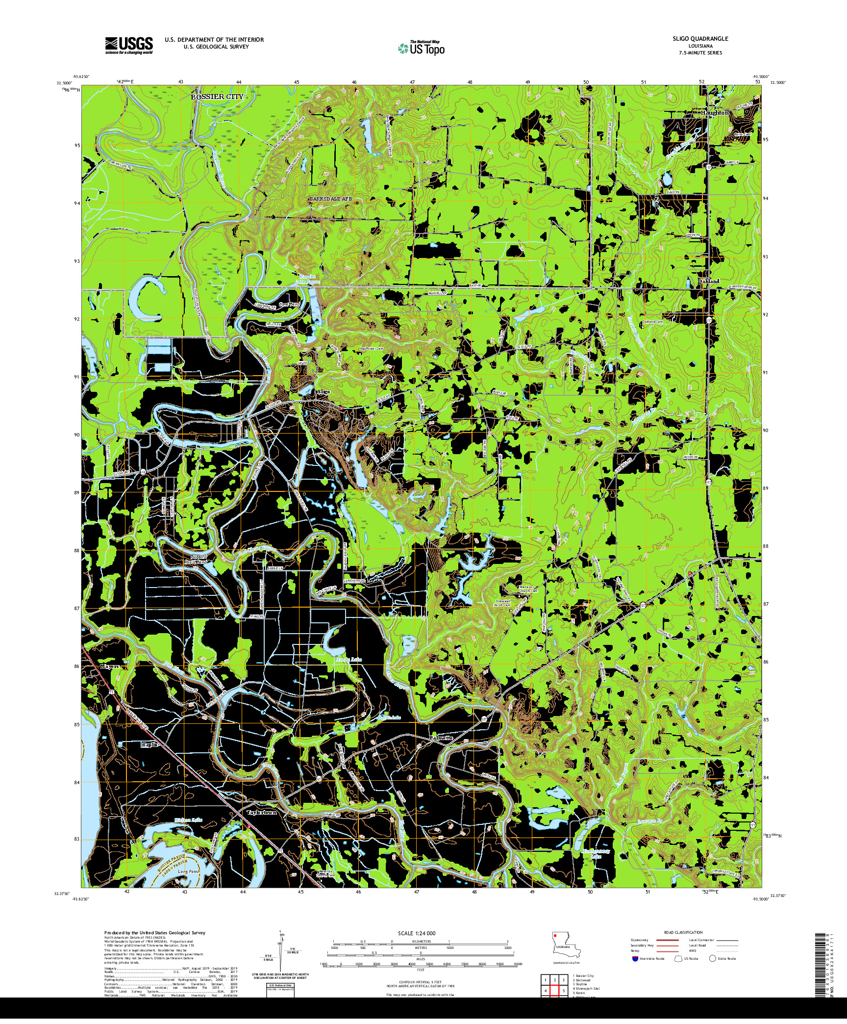 USGS US TOPO 7.5-MINUTE MAP FOR SLIGO, LA 2020