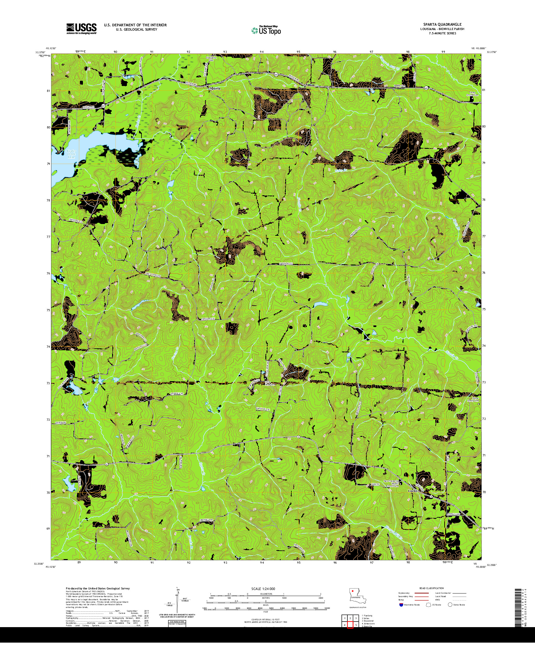 USGS US TOPO 7.5-MINUTE MAP FOR SPARTA, LA 2020