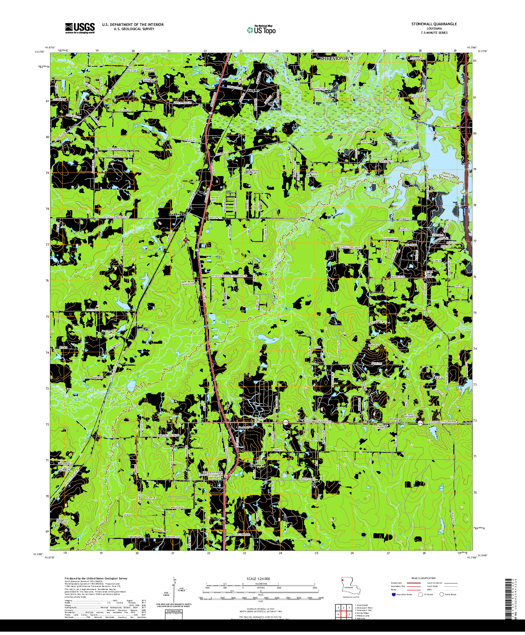 USGS US TOPO 7.5-MINUTE MAP FOR STONEWALL, LA 2020