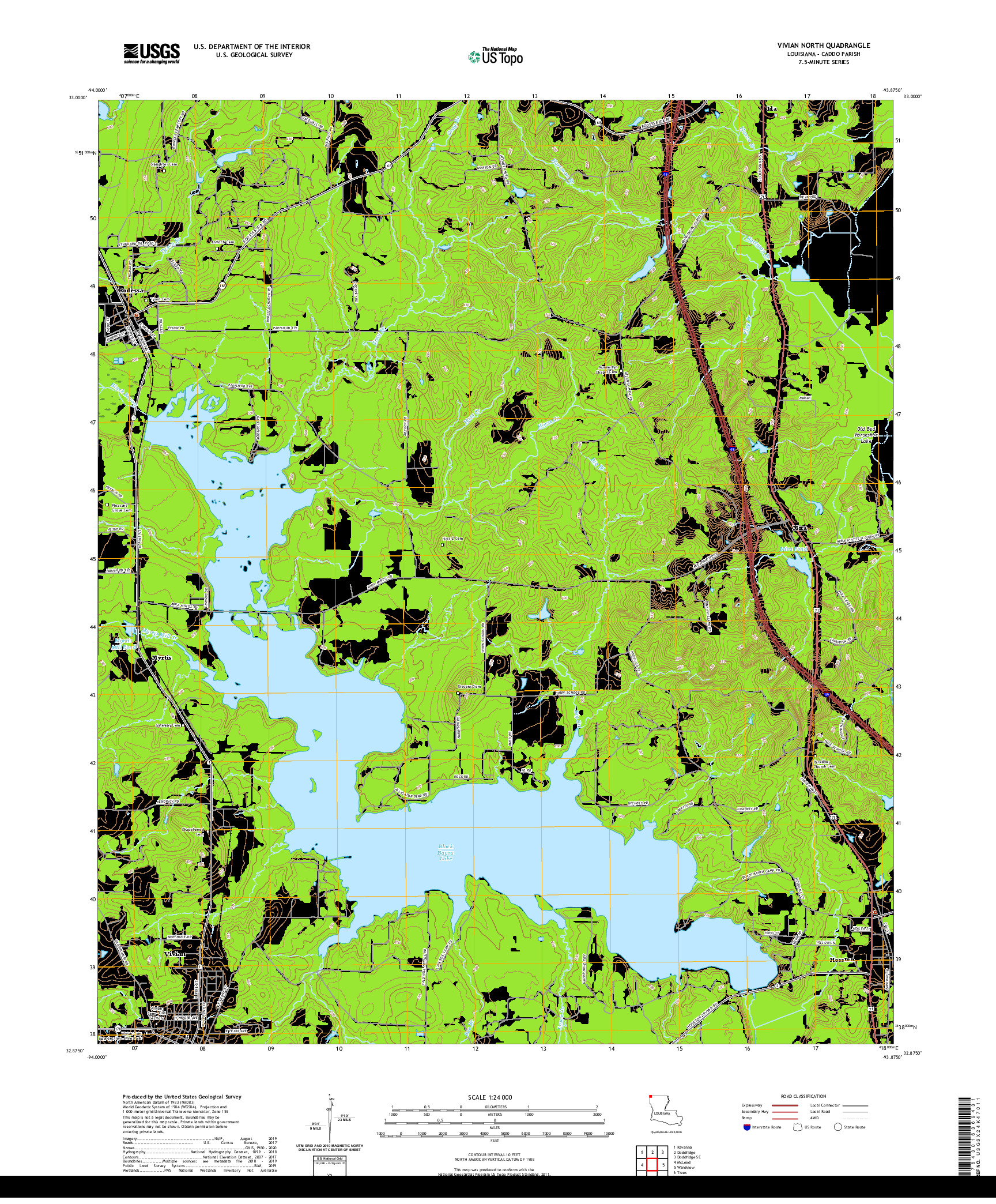 USGS US TOPO 7.5-MINUTE MAP FOR VIVIAN NORTH, LA 2020