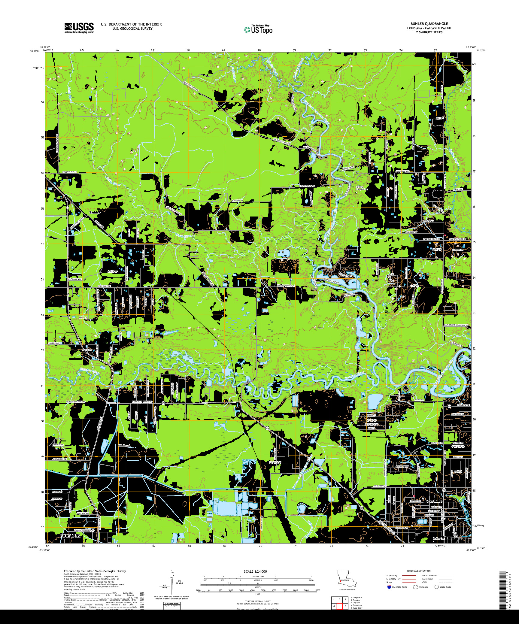 USGS US TOPO 7.5-MINUTE MAP FOR BUHLER, LA 2020
