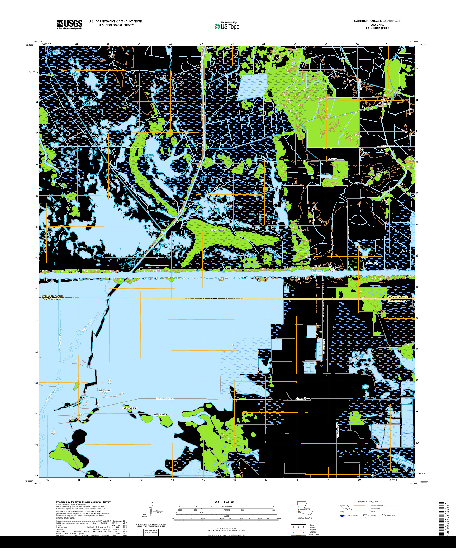 USGS US TOPO 7.5-MINUTE MAP FOR CAMERON FARMS, LA 2020